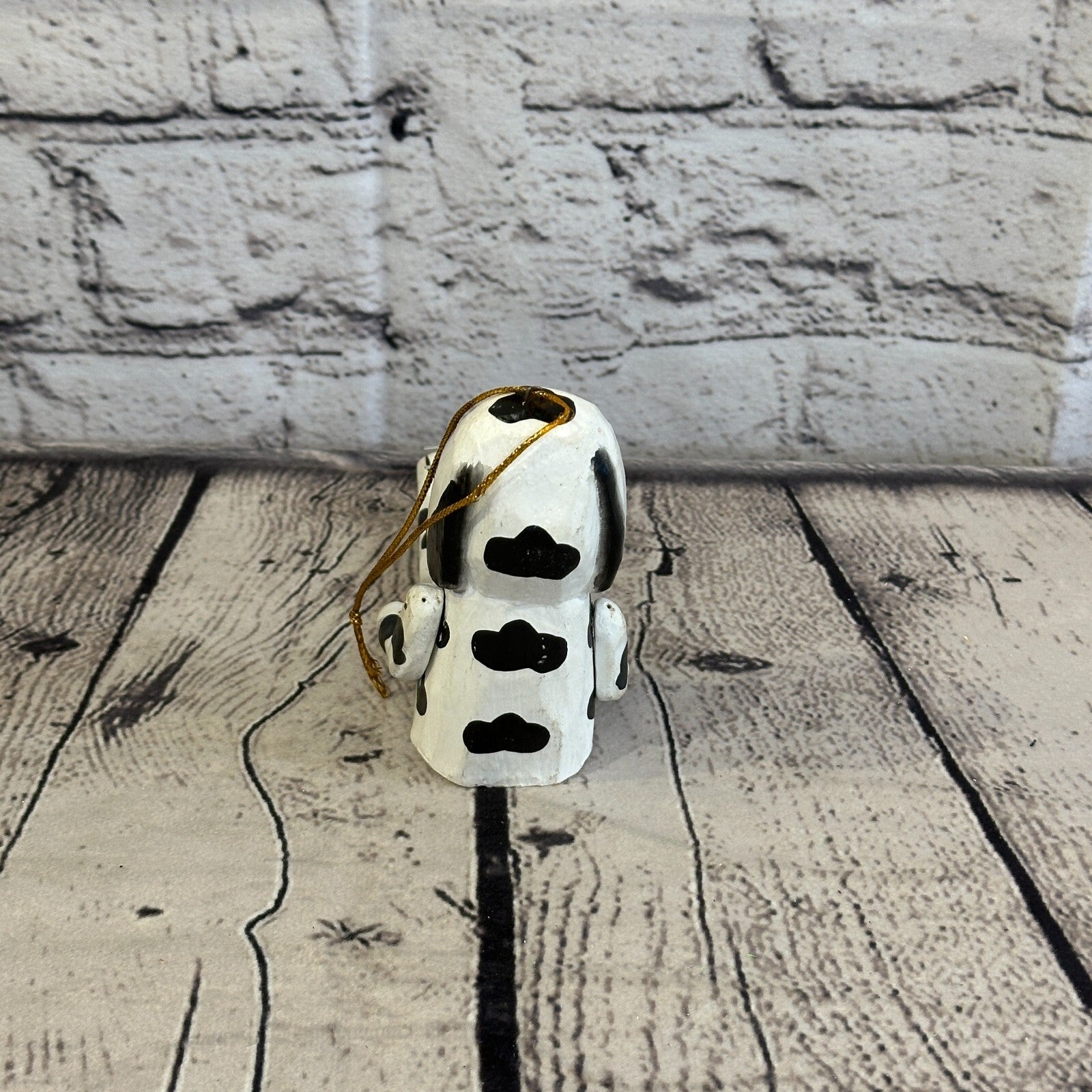 10cm Spotty Dog Sitting Animal, Wooden Shelf Ornament Handmade and Fairtrade5