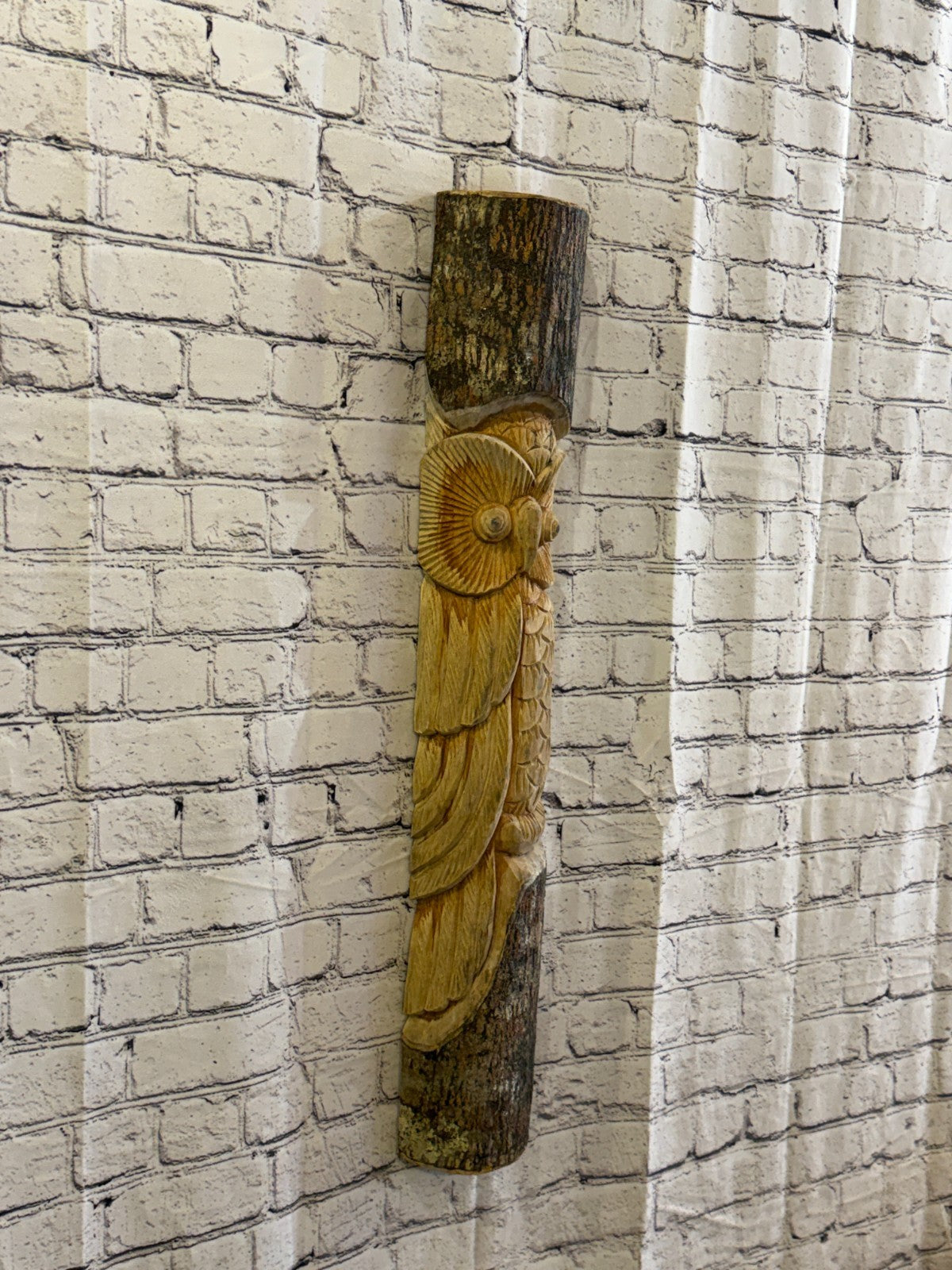 Owl Of The Woods 80cm Hand Carved Wizard Tree Trunk Wood Fairtrade0