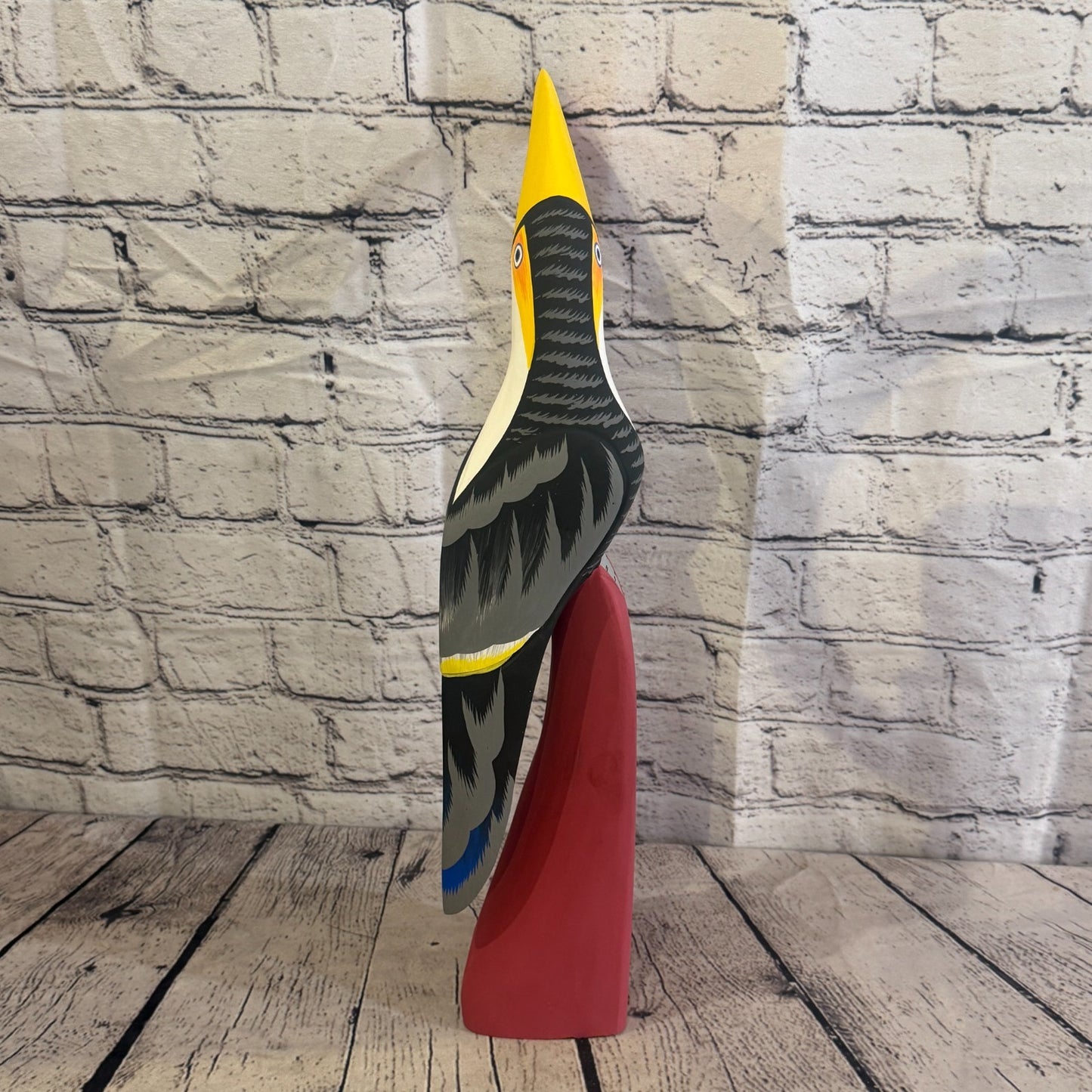 40cm Black White Toucan Bird Ornament Statue Fair Trade Hand Made Carved Wood4