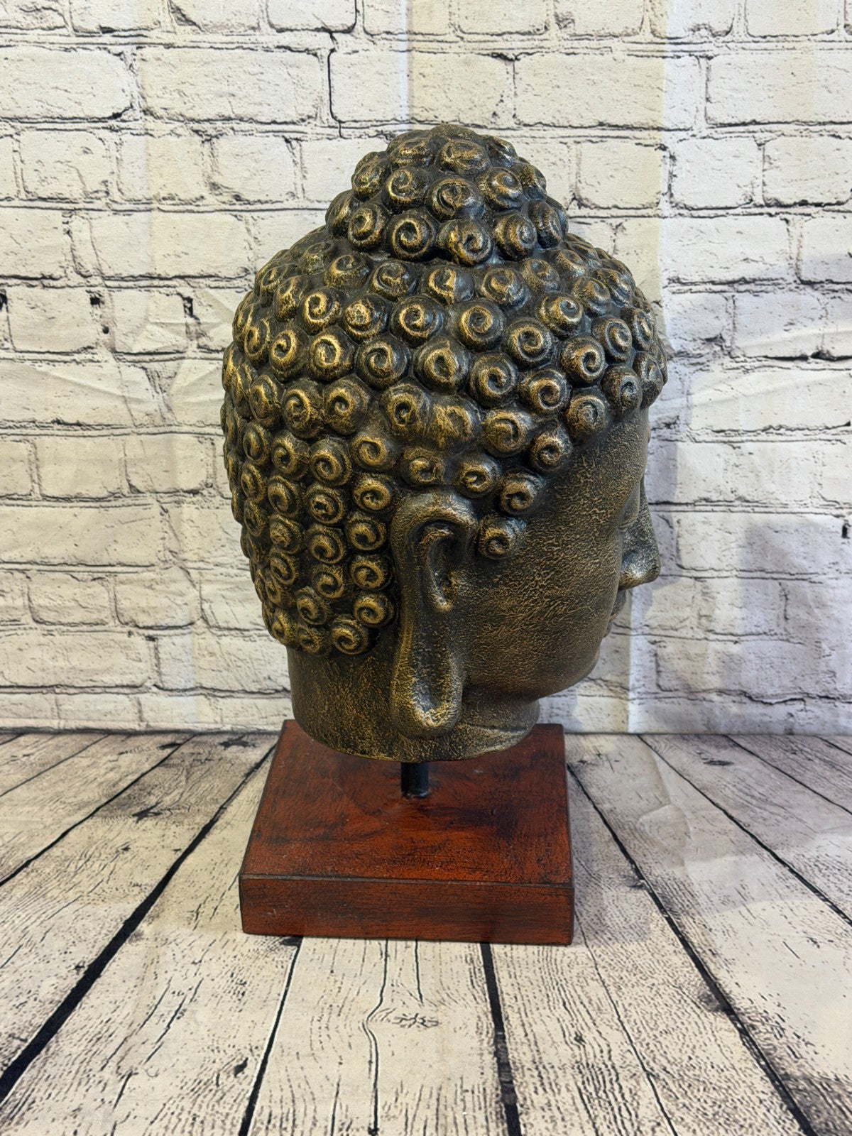 Bronze 55cm x 25cm Thai Buddha Head Peaceful On Base Statue Resin Hindu3