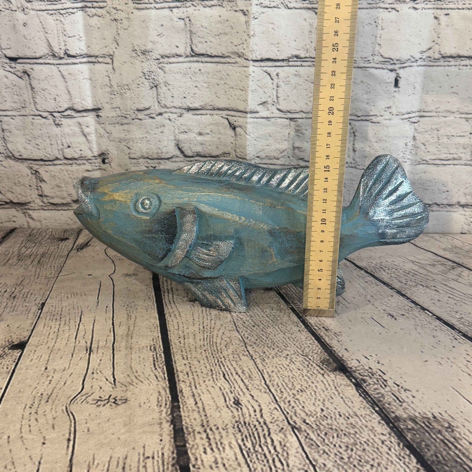 30cm x 15cm Trout Silver Blue Fish Wood Coastal Ocean Bathroom Decoration5