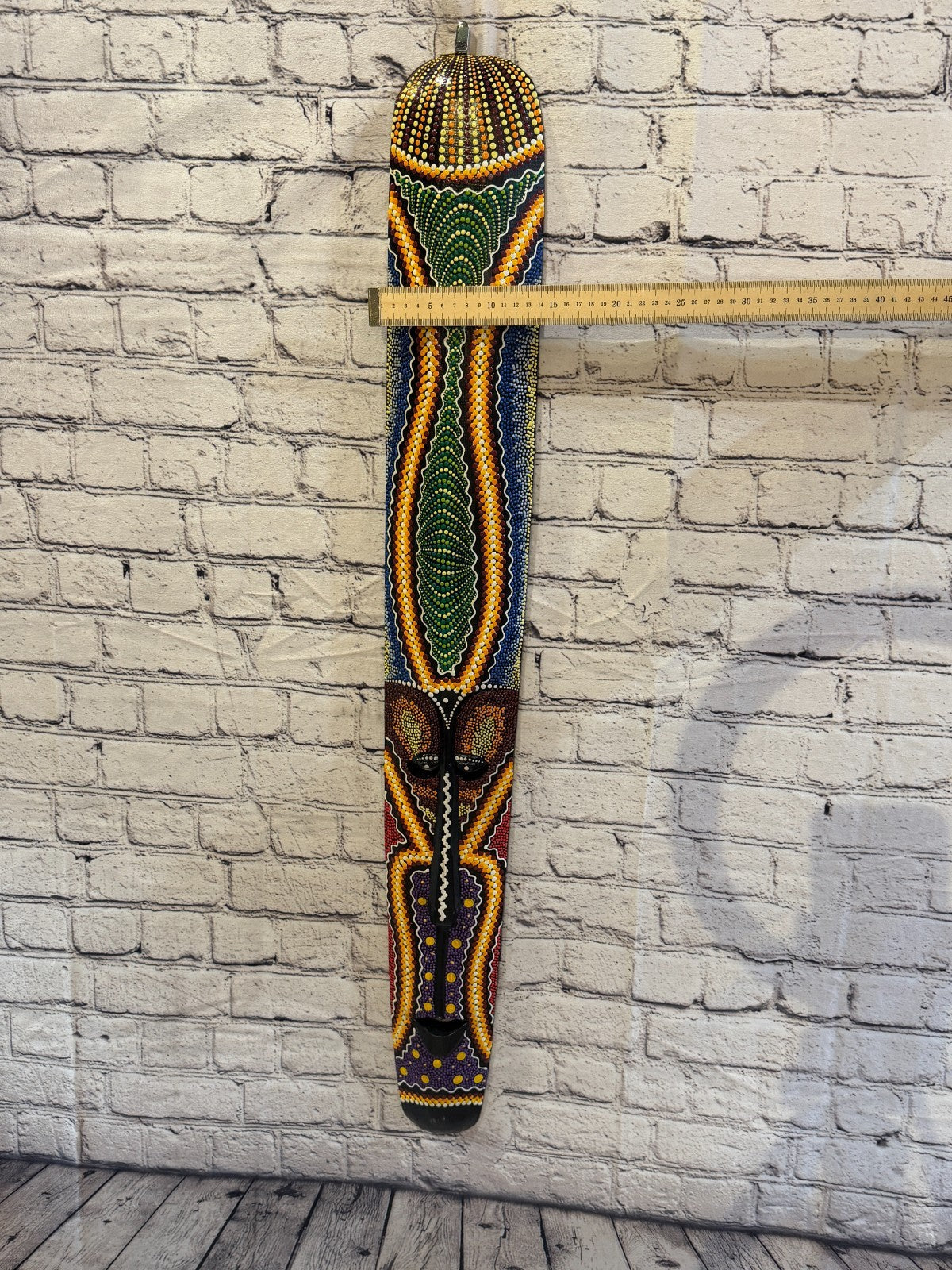 100cm Mask Carved Wooden Dot Painted Ethnic Tribal Tiki Wall Art No 3 New3