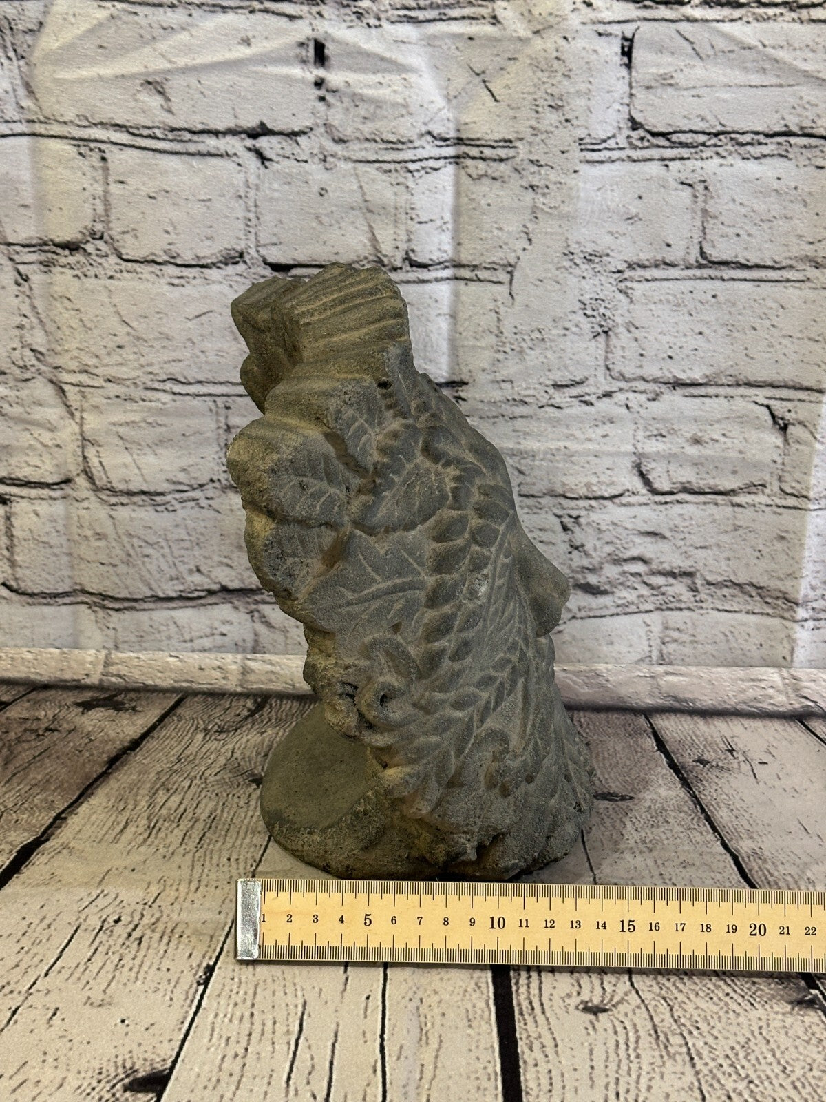 Green Man Pattern Stone Garden 20cm x 18cm Ornament Outdoor Indoor Statue Hindu9