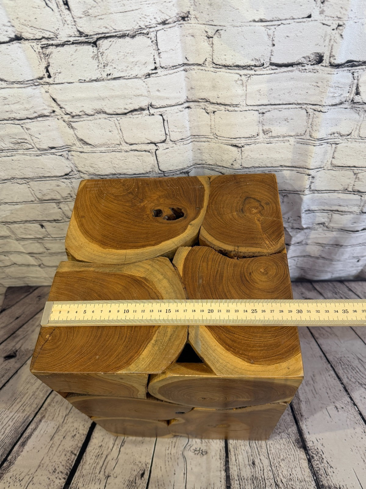 40cm x 30cm x 30cm Wooden Teak Wood Slice Cube Table Sculpture Root Ornament7