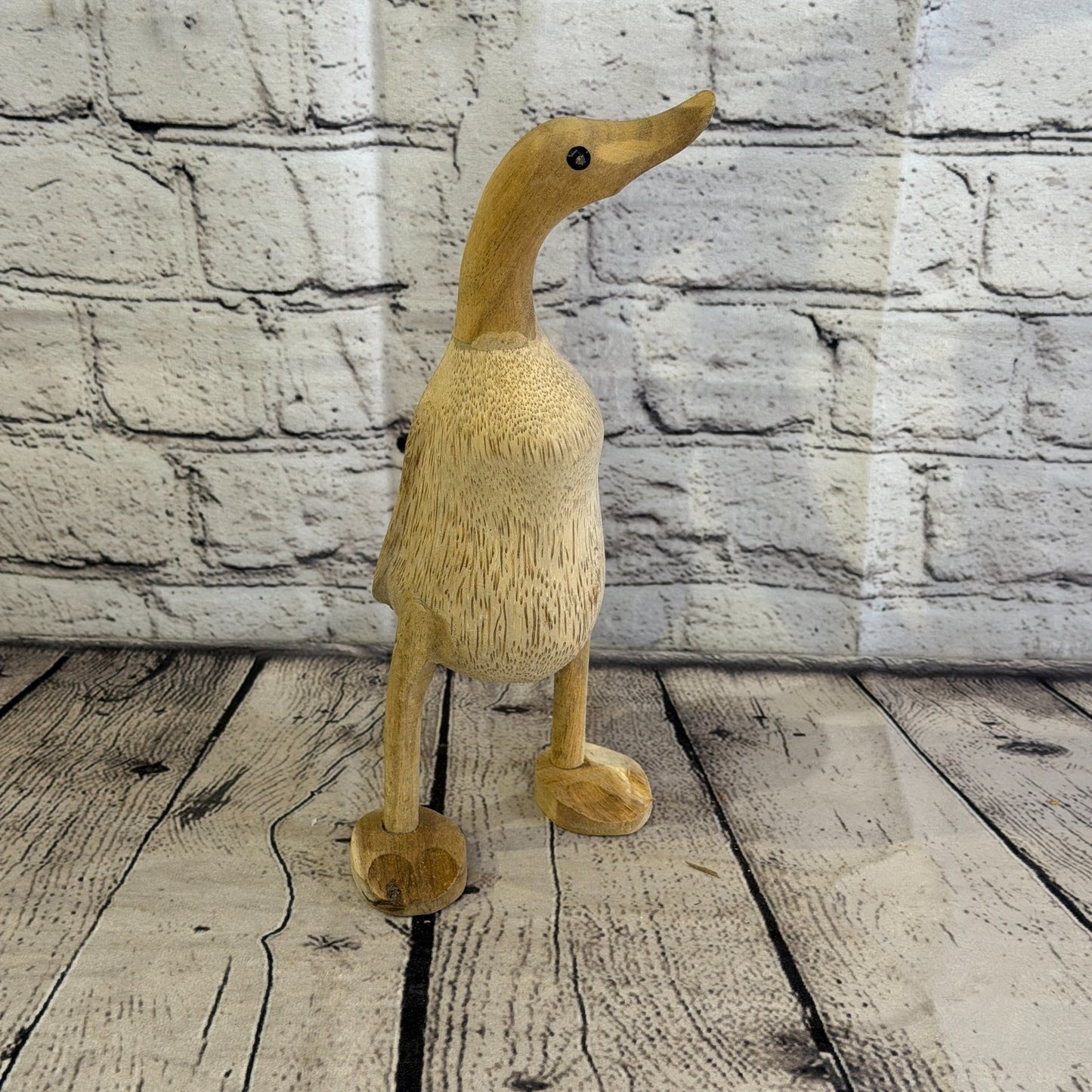 Looking Left 25cm Tall Wooden Smooth Duckling Baby Duck Bamboo Root Fairtrade0