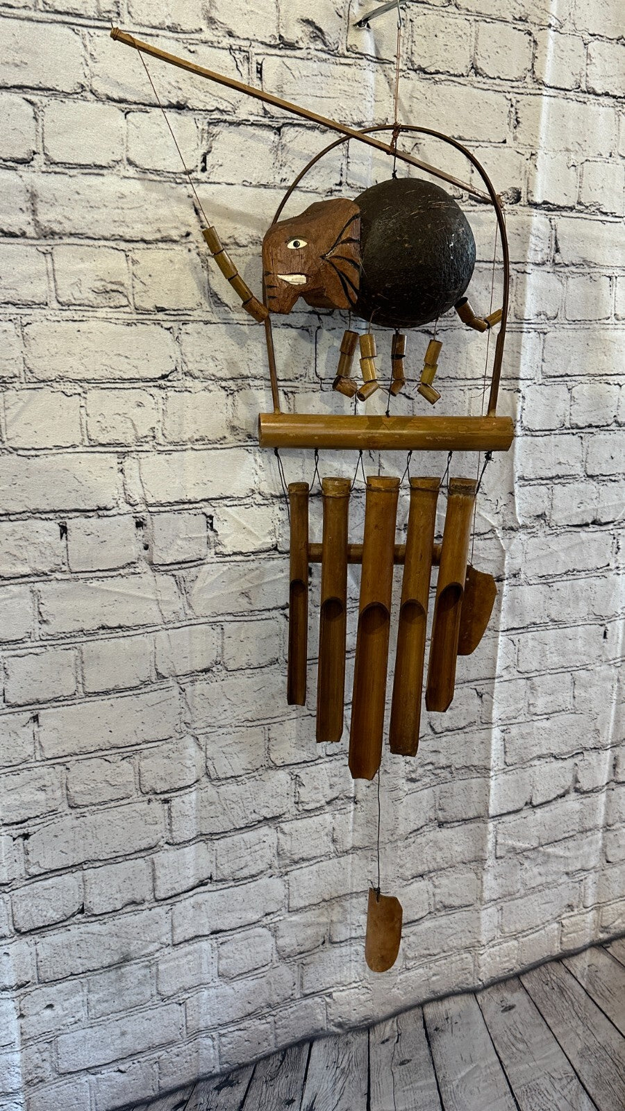 Elephant With Chimes Bamboo Windchime 60cm Garden Gift Summer Handmade Chimes0