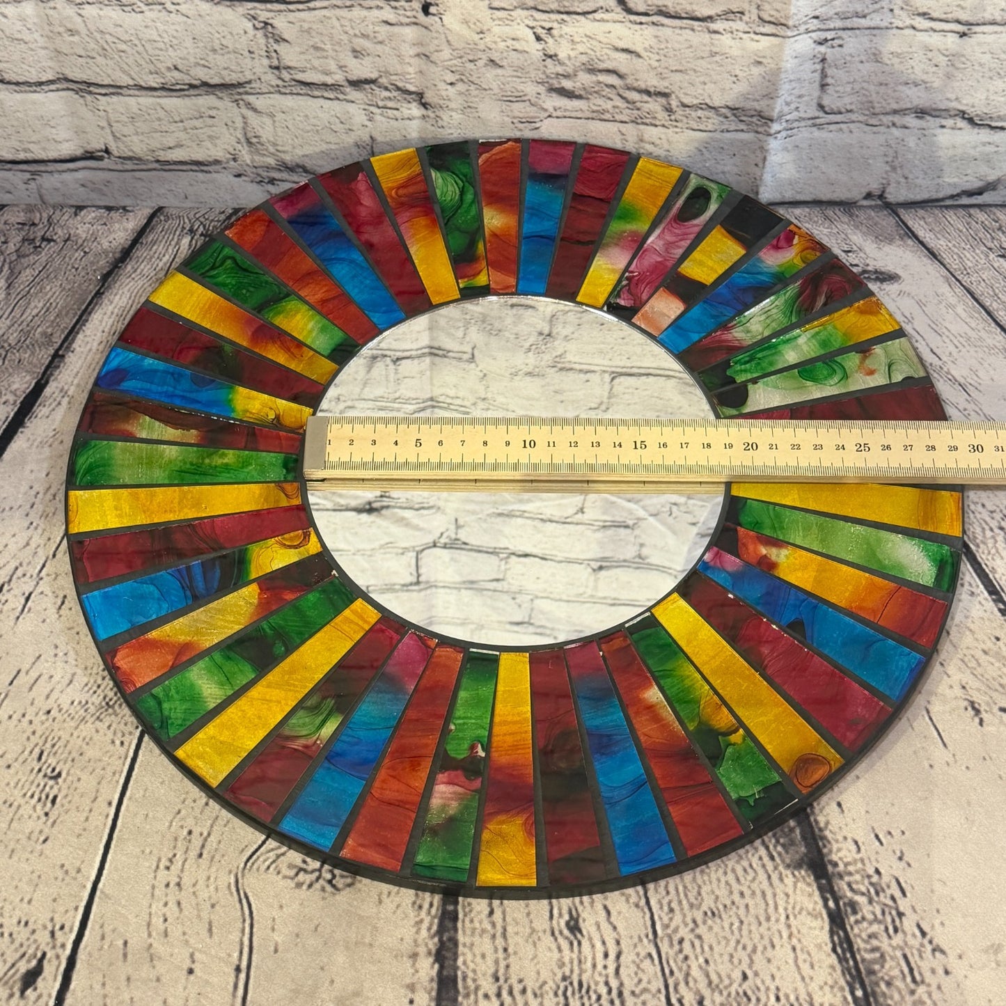 Rainbow Line Black Mosaic Tile Wall Mirror 40cm x 40cm 16 Inches Handmade5