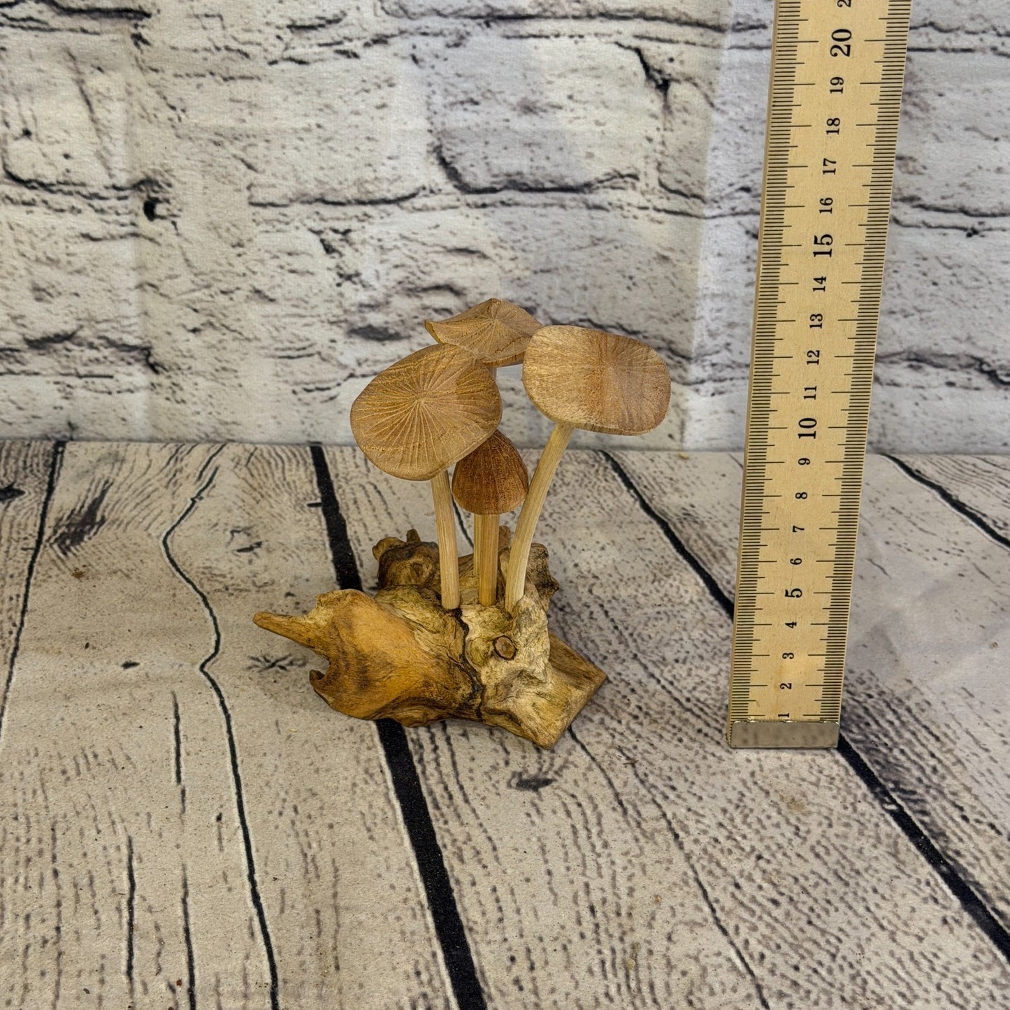 12cm Plain Mushroom Parasite Ornament Natural Carving Fairtrade Wooden5