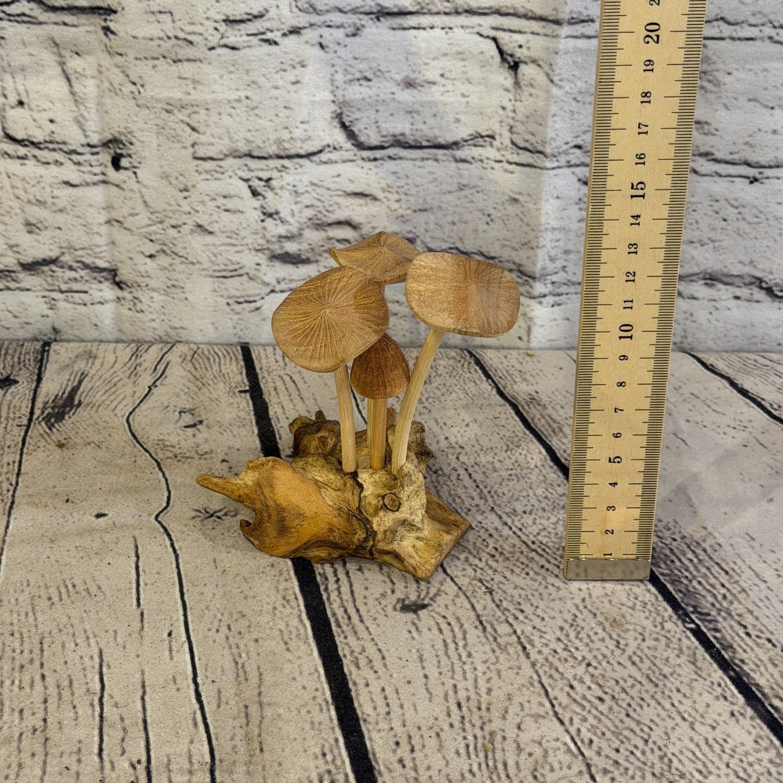 12cm Plain Mushroom Parasite Ornament Natural Carving Fairtrade Wooden5