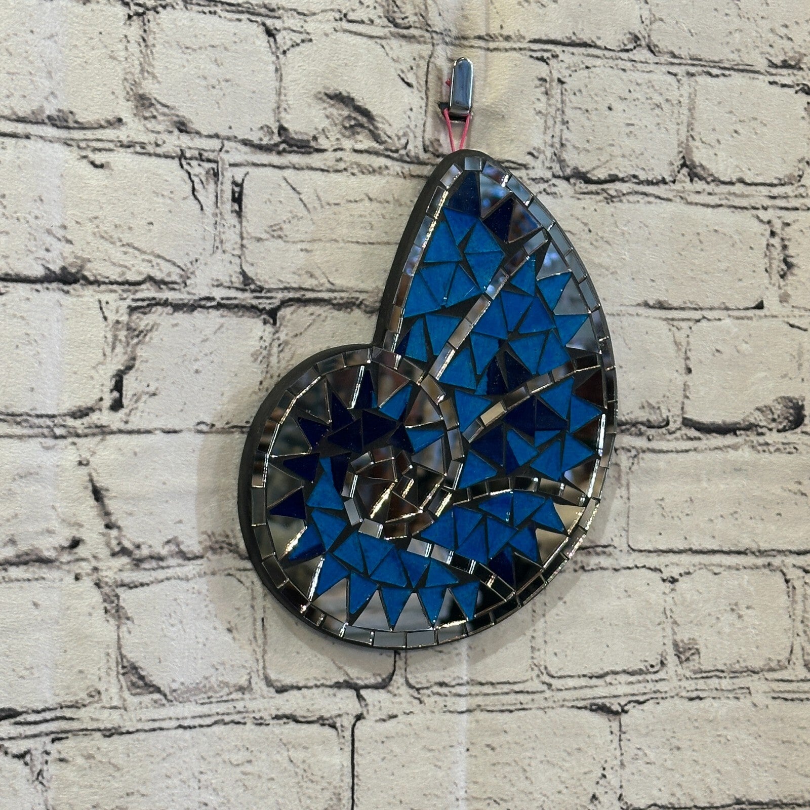 Blue Nautilus Shell Mosaic Tile Wall Mirror 20cm x 15cm Handmade New0