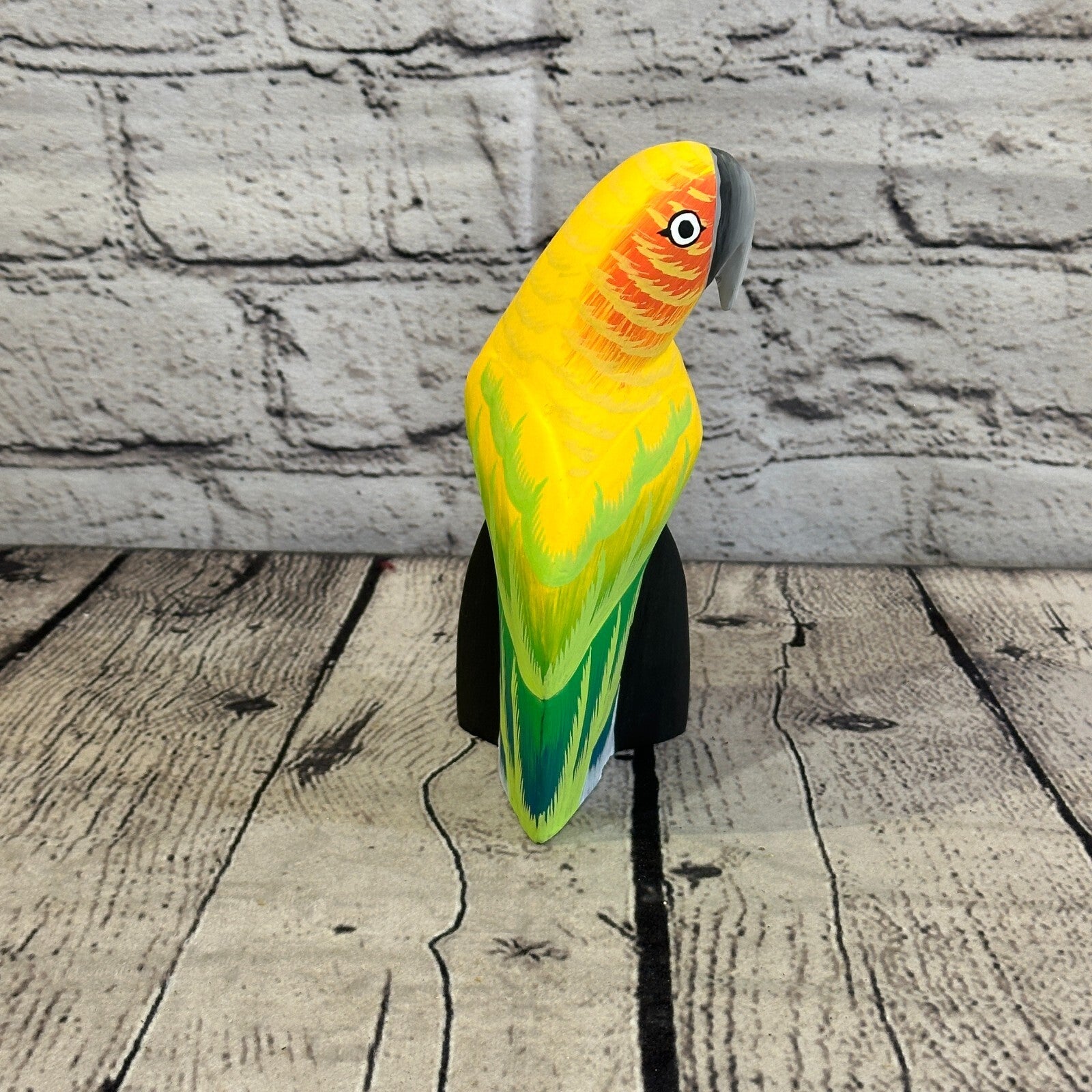 15cm Yellow Parrot Bird Ornament Statue Fair Trade Hand Made Carved Wood3