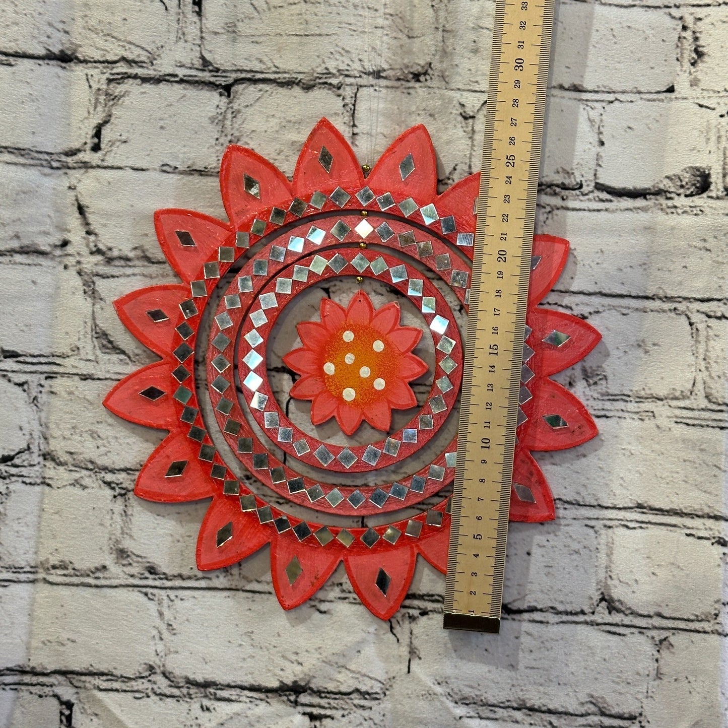 25cm Pink Sunflower Hanging With Mirrors Window Suncatcher Indoor Mobile3