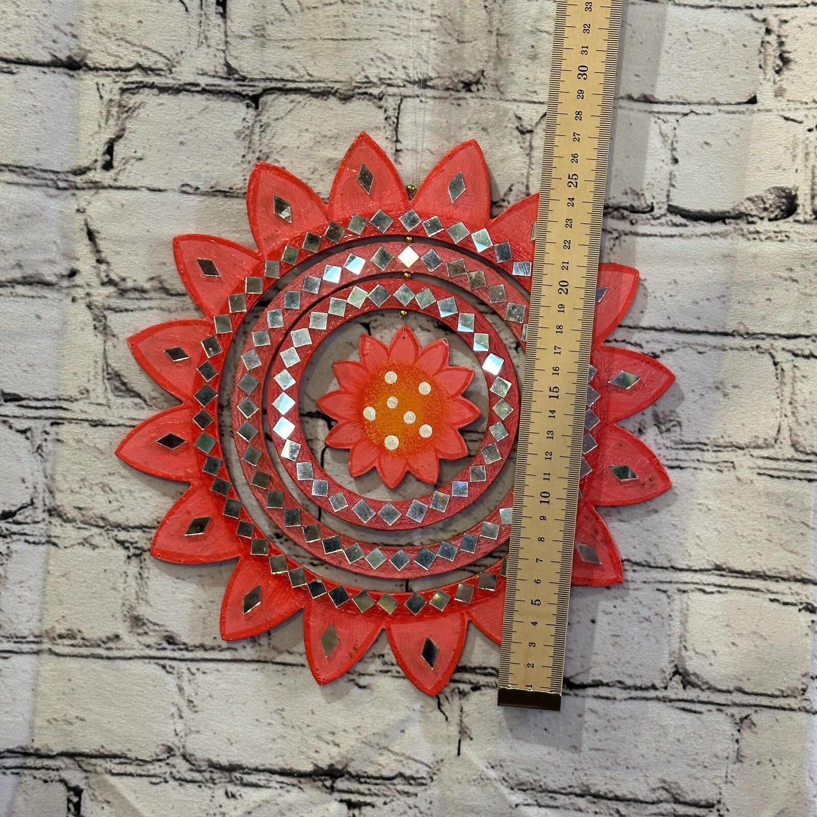 25cm Pink Sunflower Hanging With Mirrors Window Suncatcher Indoor Mobile3