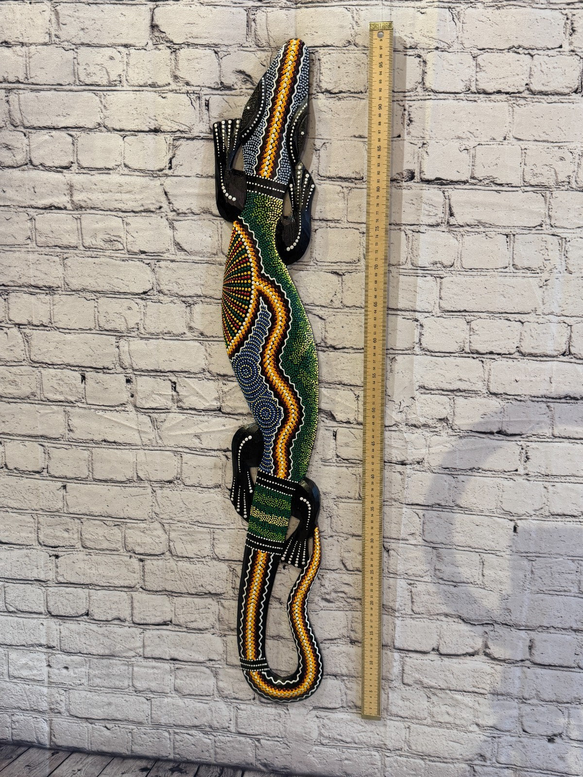 100cm Gecko Carved Wooden Dot Painted Ethnic Tribal Tiki Wall Art No 2 New4