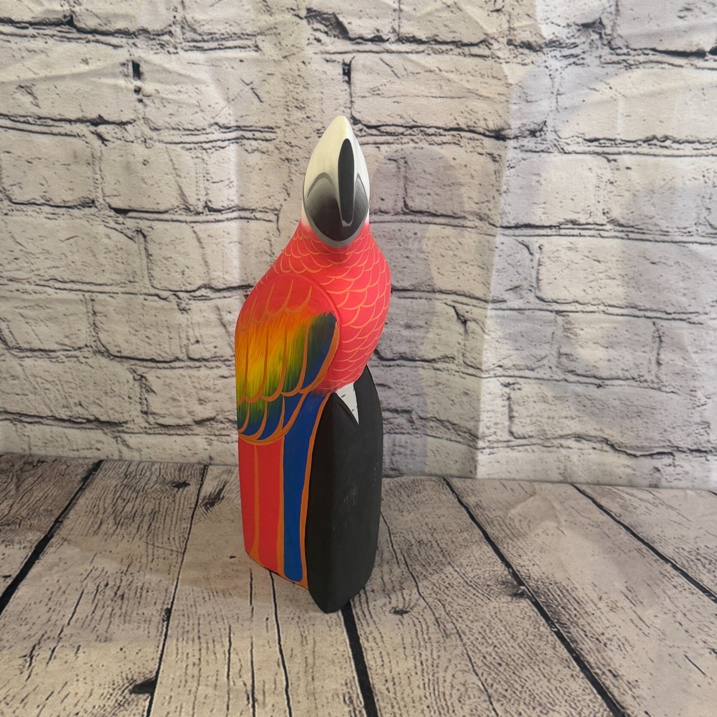 30cm Bright Red Toucan Bird Ornament Statue Fair Trade Hand Made Carved Wood1