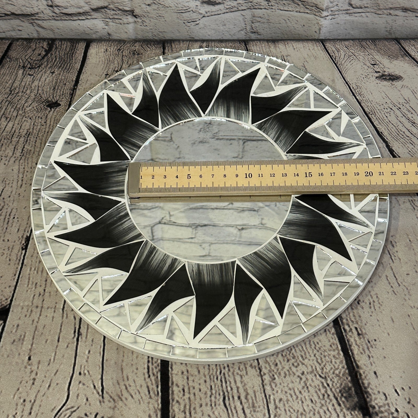 Black Flame Sun Mosaic Tile Wall Mirror 30cm x 30cm 12 Inches Handmade New5