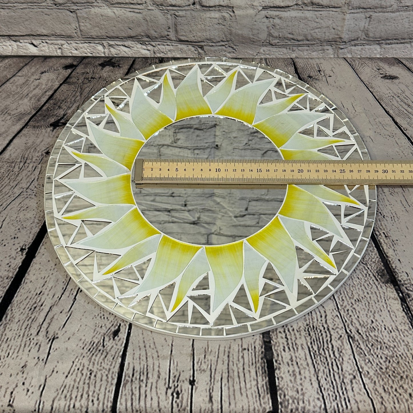 White Sun Flame Mosaic Tile Wall Mirror 40cm x 40cm 16Inches Handmade5