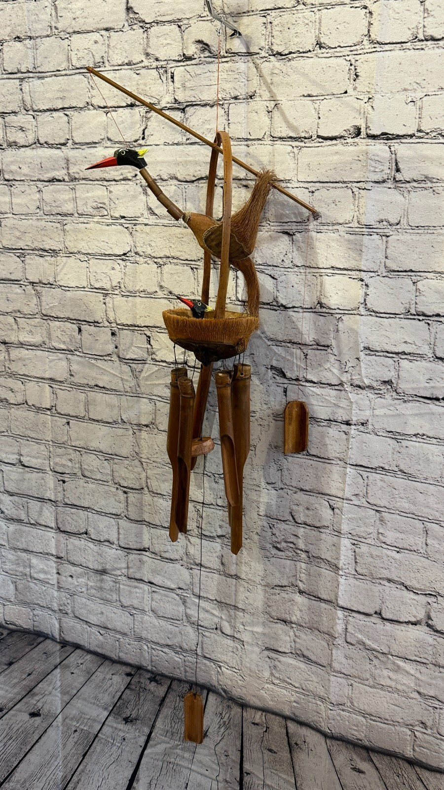 Bird Nest With Chimes Bamboo Windchime 60cm Garden Gift Summer Handmade Chimes2