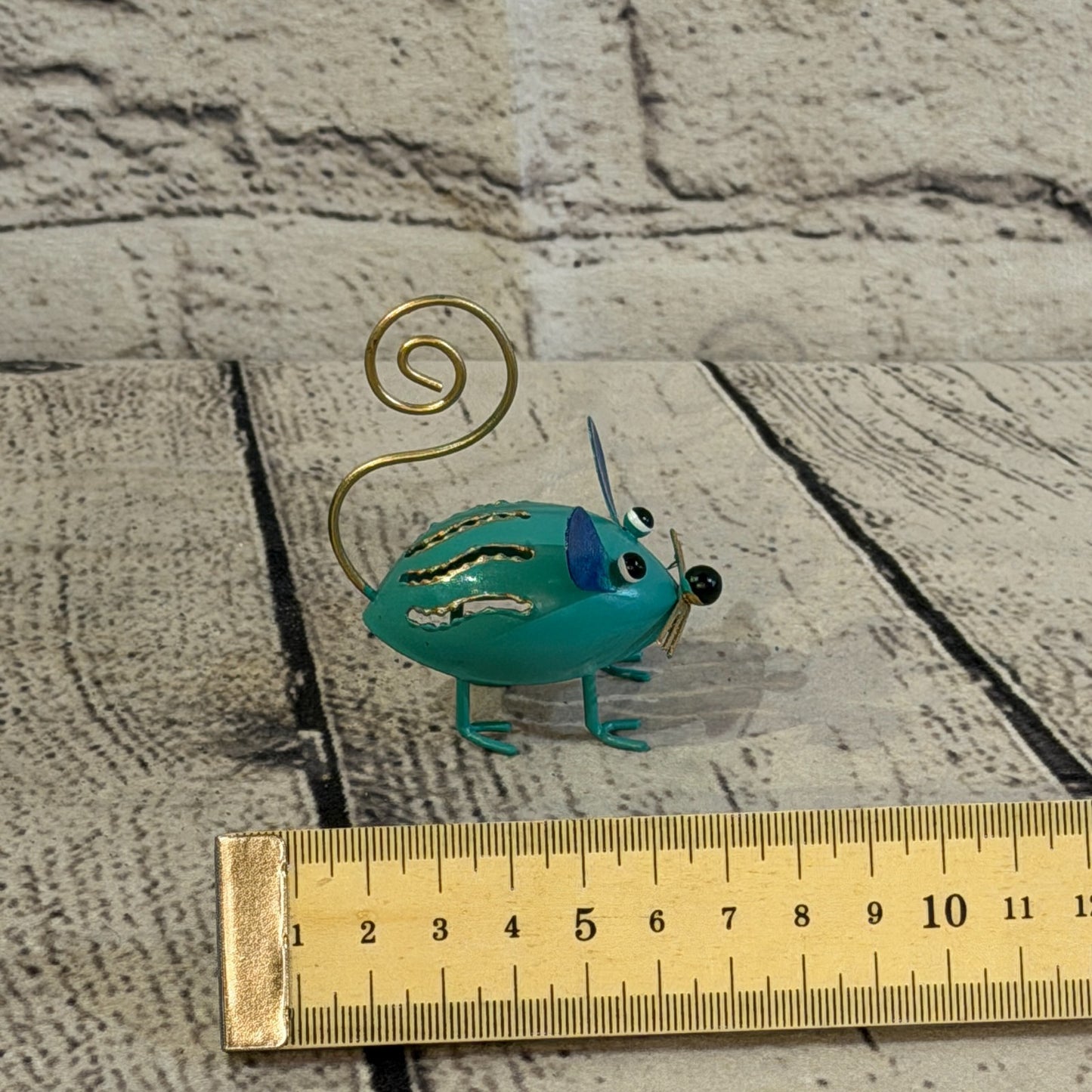 7cm x 7cm Colourful Blue Blue Mouse Rat Metal Tin Standing Ornament Statue6