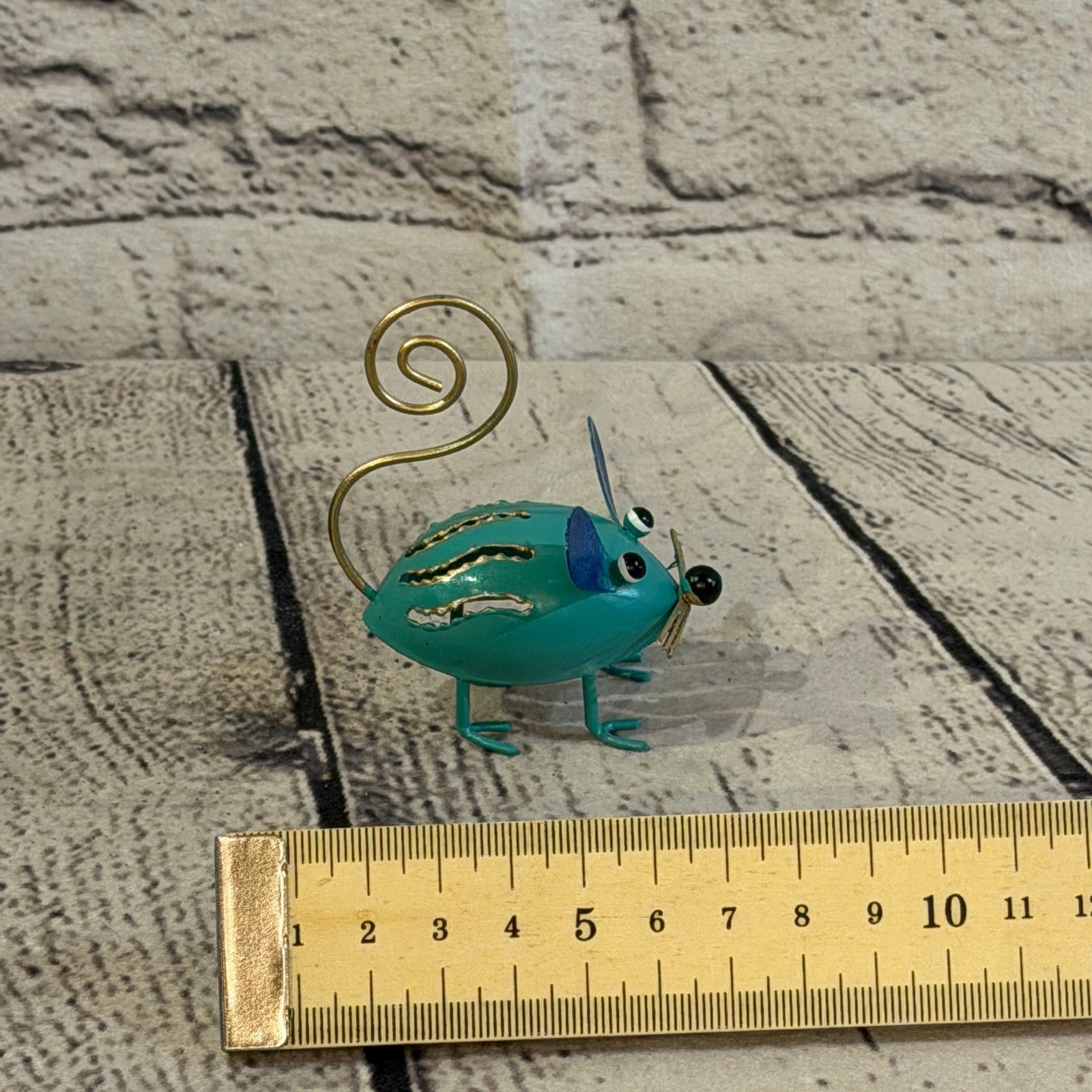 7cm x 7cm Colourful Blue Blue Mouse Rat Metal Tin Standing Ornament Statue6
