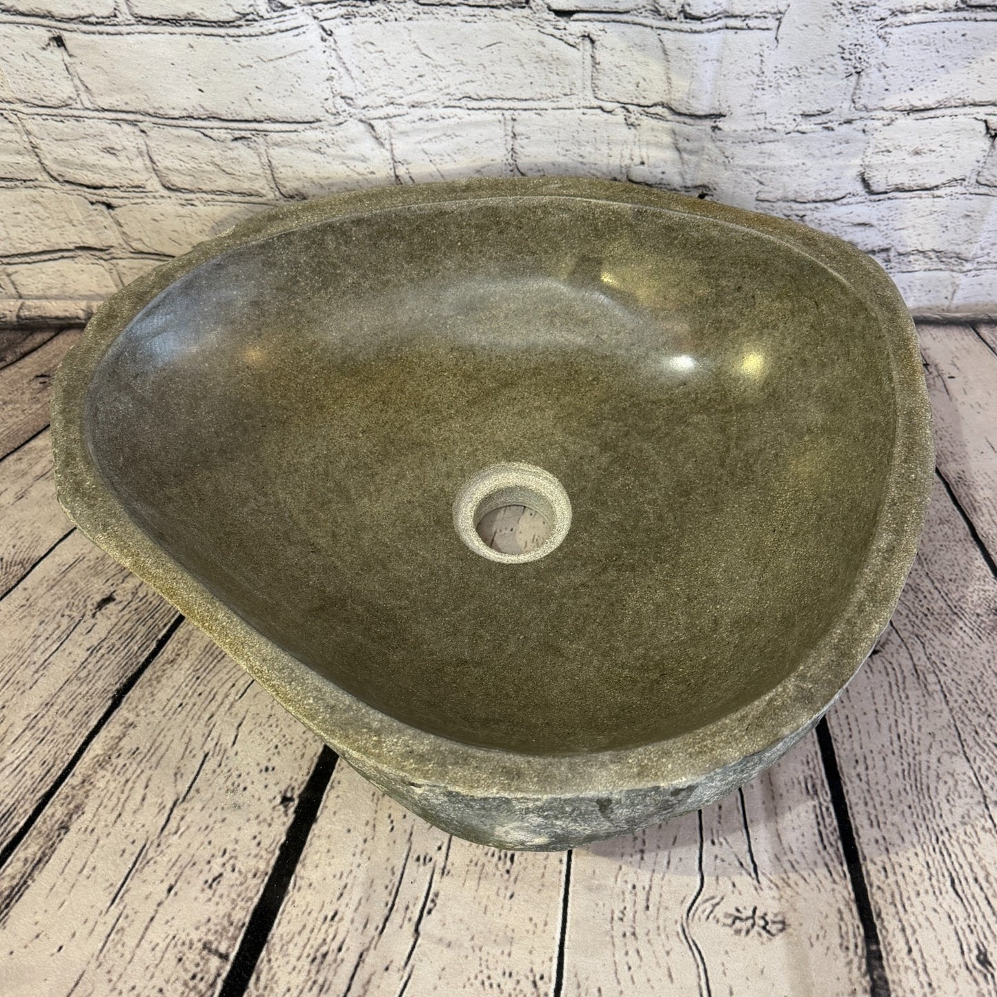 41cm x 35cm Wash Basin Bathroom Counter Top Washing River Stone Bowl Sink No 376