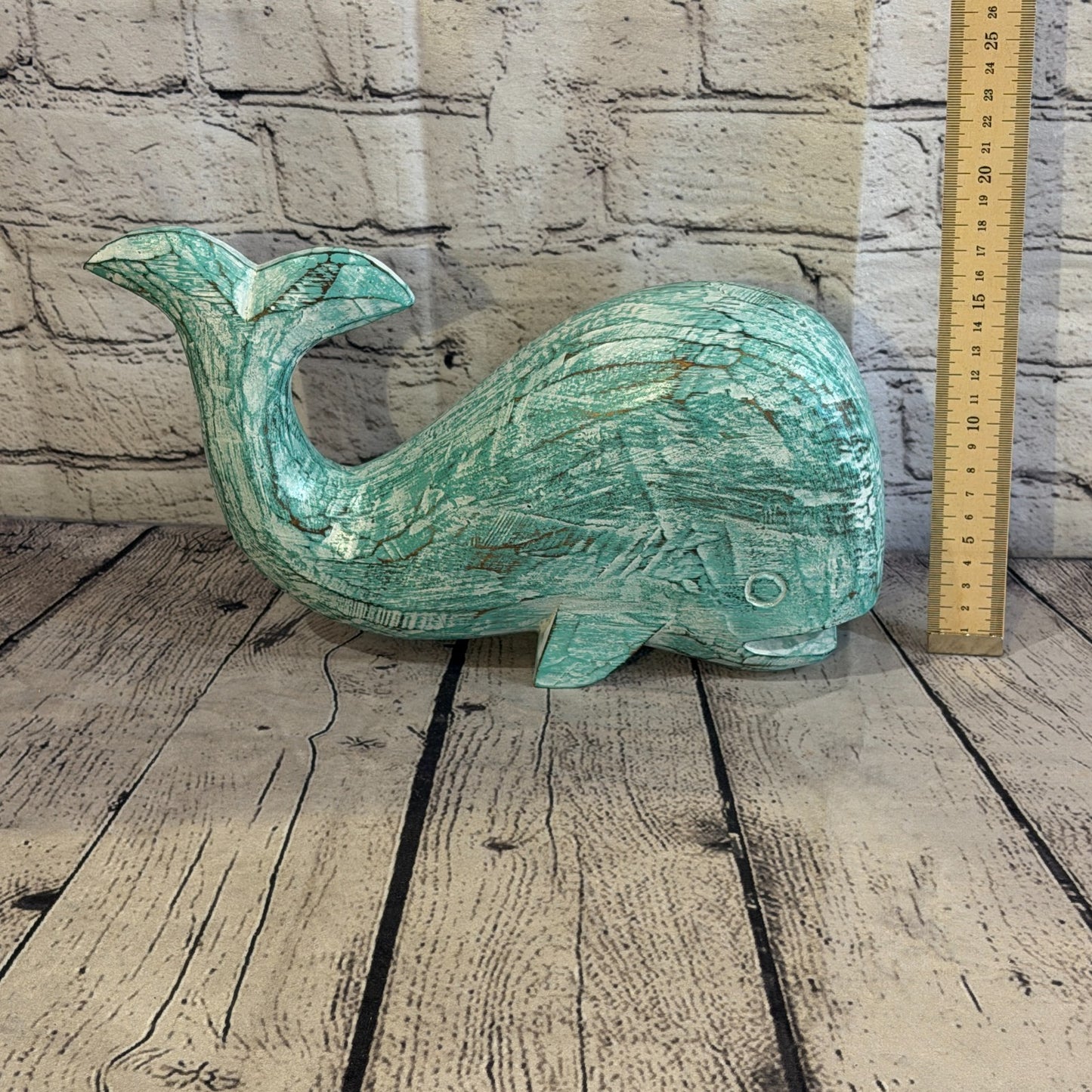 30cm x 15cm Whale Green Fish Wood Coastal Ocean Bathroom Decoration5