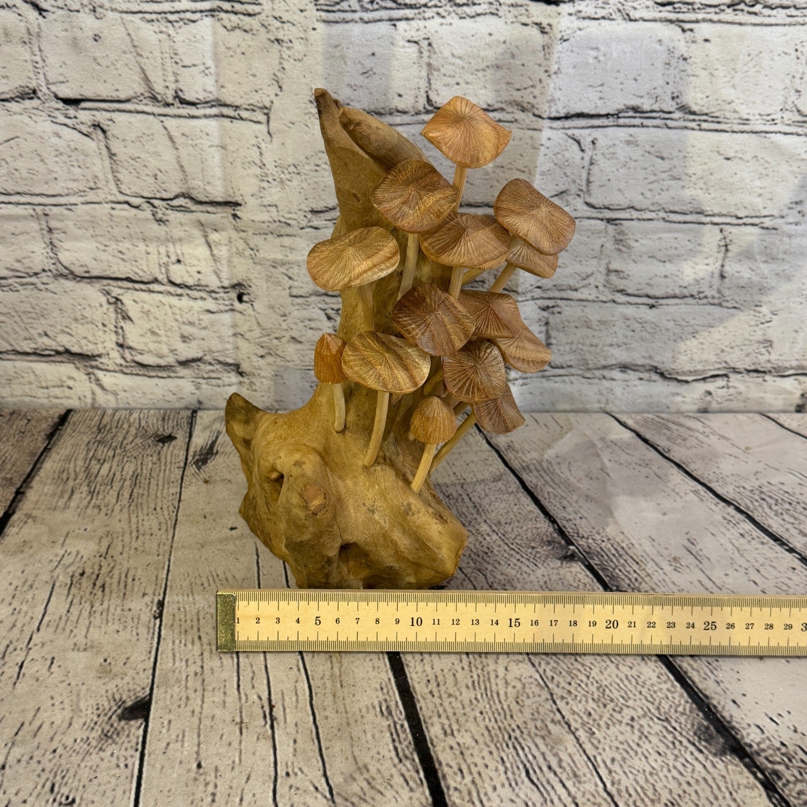 25cm Cluster Plain Mushroom Parasite Ornament Natural Carving Fairtrade Wooden5