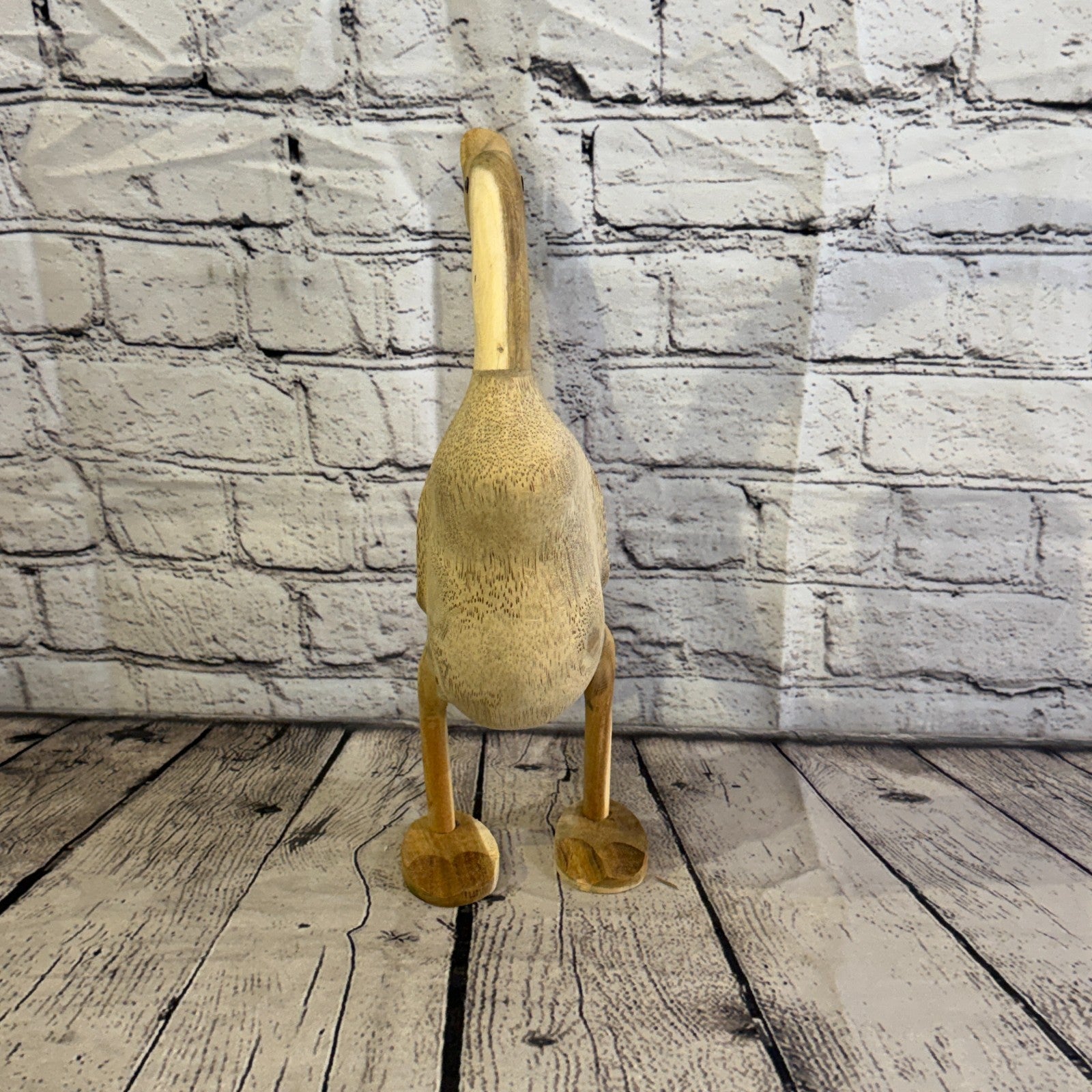 Looking Back 30cm Tall Wooden Smooth Duckling Baby Duck Bamboo Root Fairtrade5