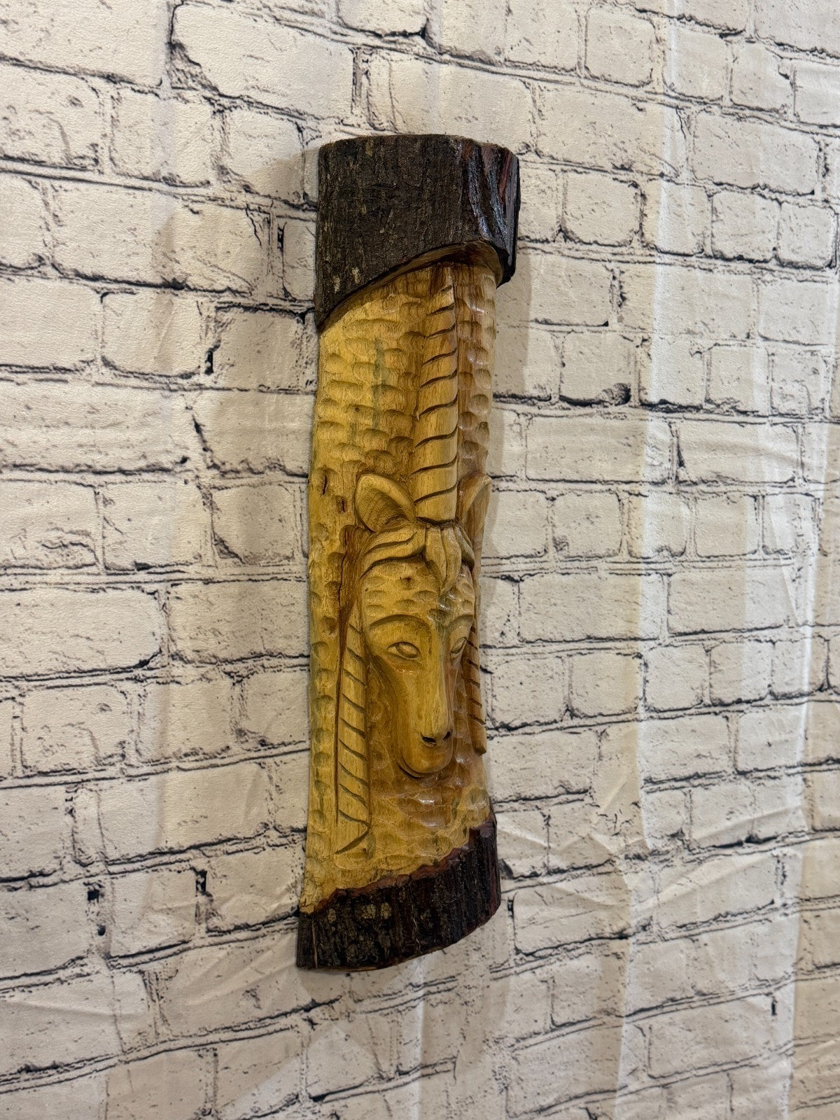 Mythical Unicorn 50cm Hand Carved Wizard Tree Trunk Wood Fairtrade1