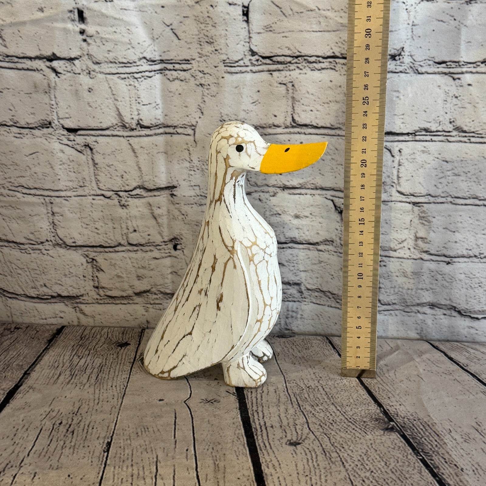Looking Forward 25cm Tall Wooden White Duckling Baby Duck Shabby Wood Fairtrade6
