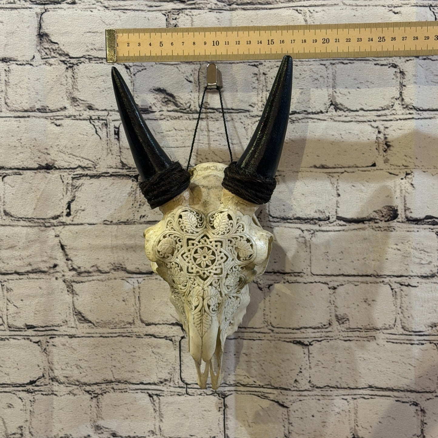 30cm Carved Buffalo Ram Wild Replica Skulls Wall Hanging Carved Stand Design 54