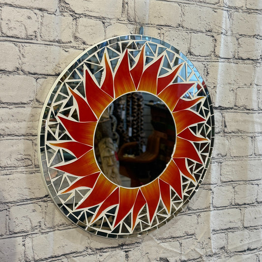Red Sun Flame Mosaic Tile Wall Mirror 40cm x 40cm 16 Inches Handmade0