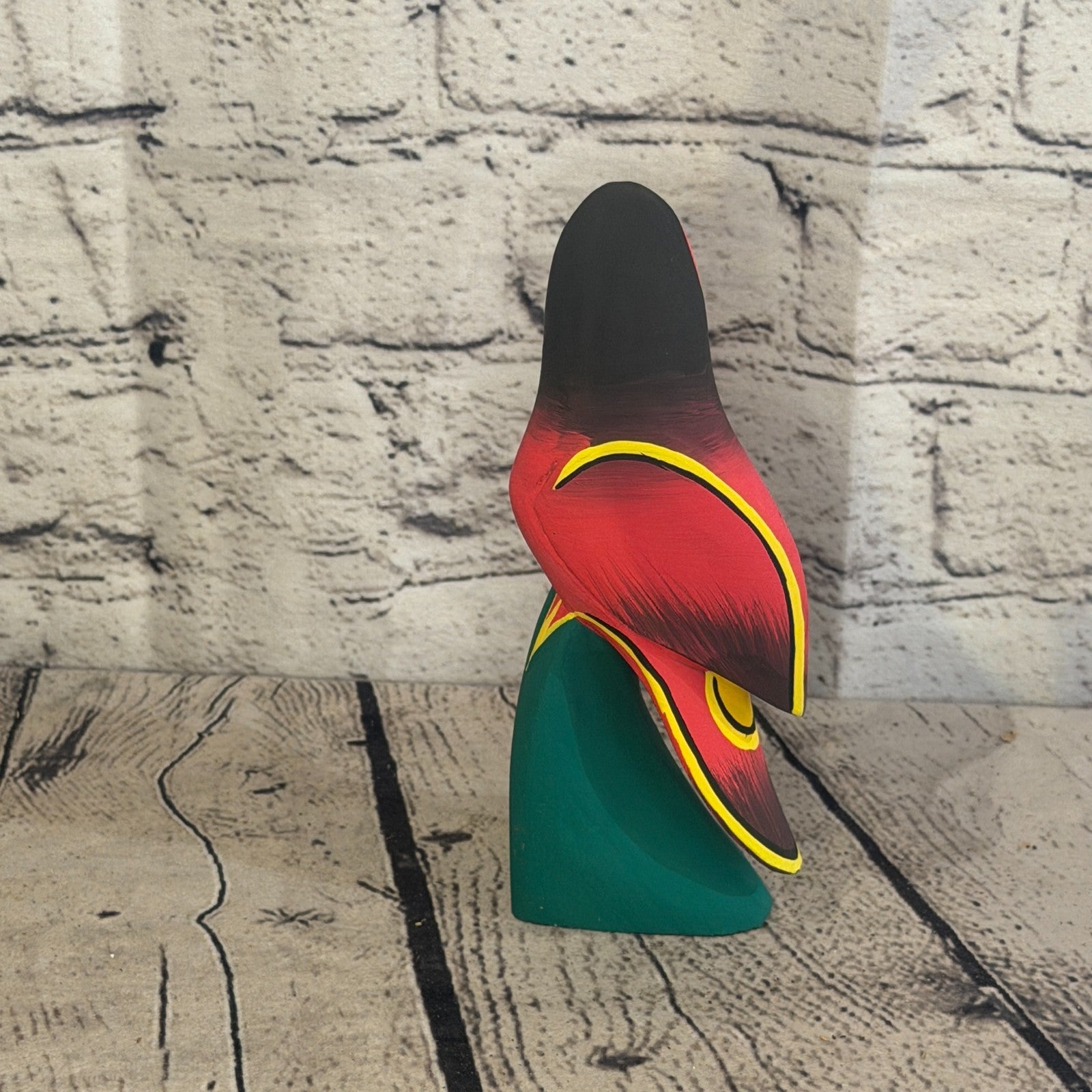 15cm Dark Red Parrot Bird Ornament Statue Fair Trade Hand Made Carved Wood4