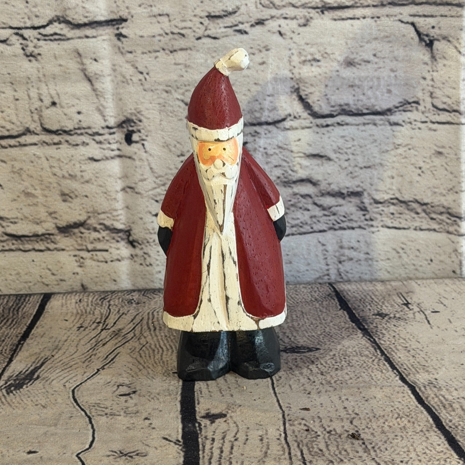 15cm x 7cm Santa Claus Father Christmas Handcrafted Wood Xmas Christmas Ornament1