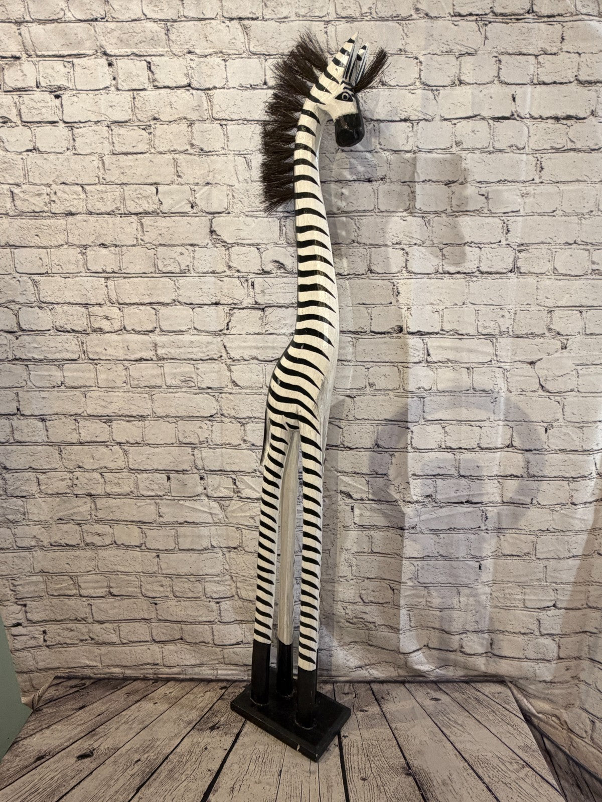 120cm Painted Wooden Zebra Standing Single Carved Solid Wood Zebra Handmade2