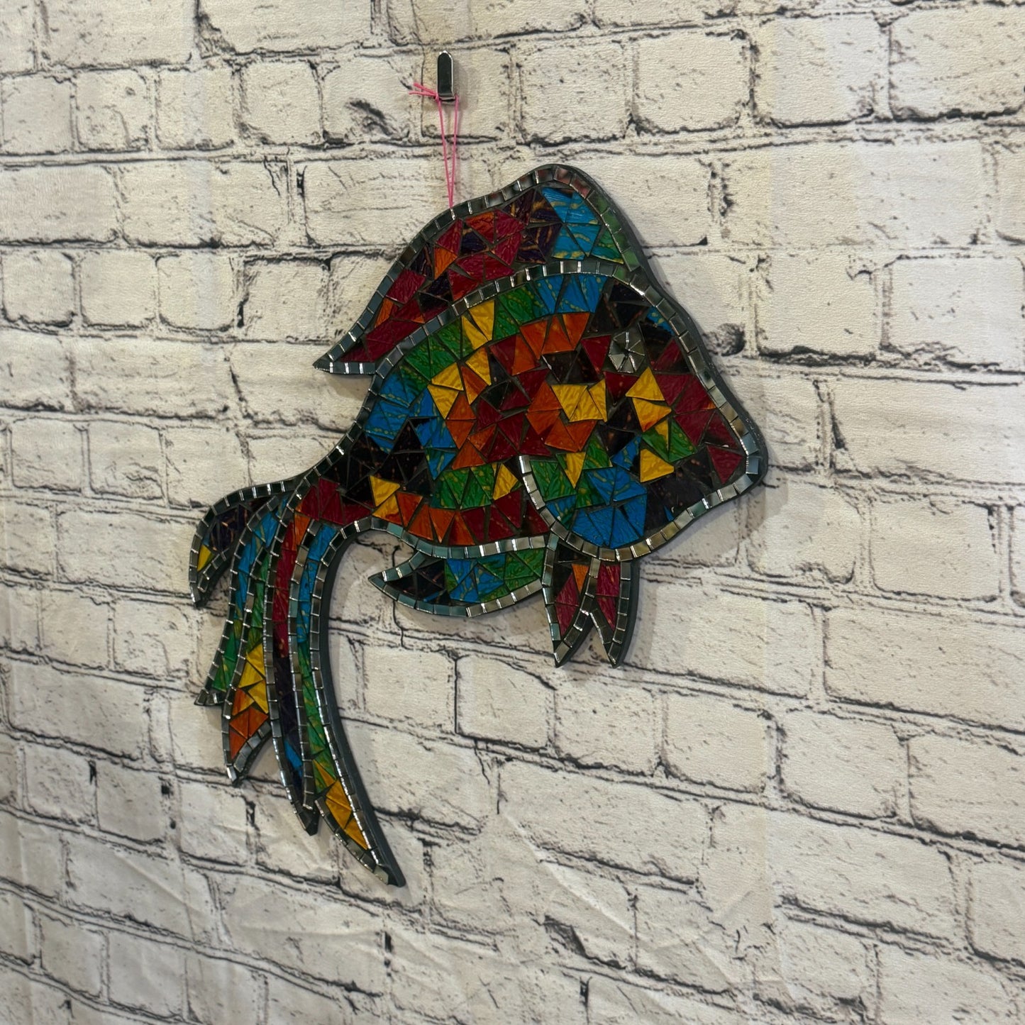 Rainbow Angel Tropical Fish Mosaic Tile Wall Mirror 40cm x 30cm Handmade New2