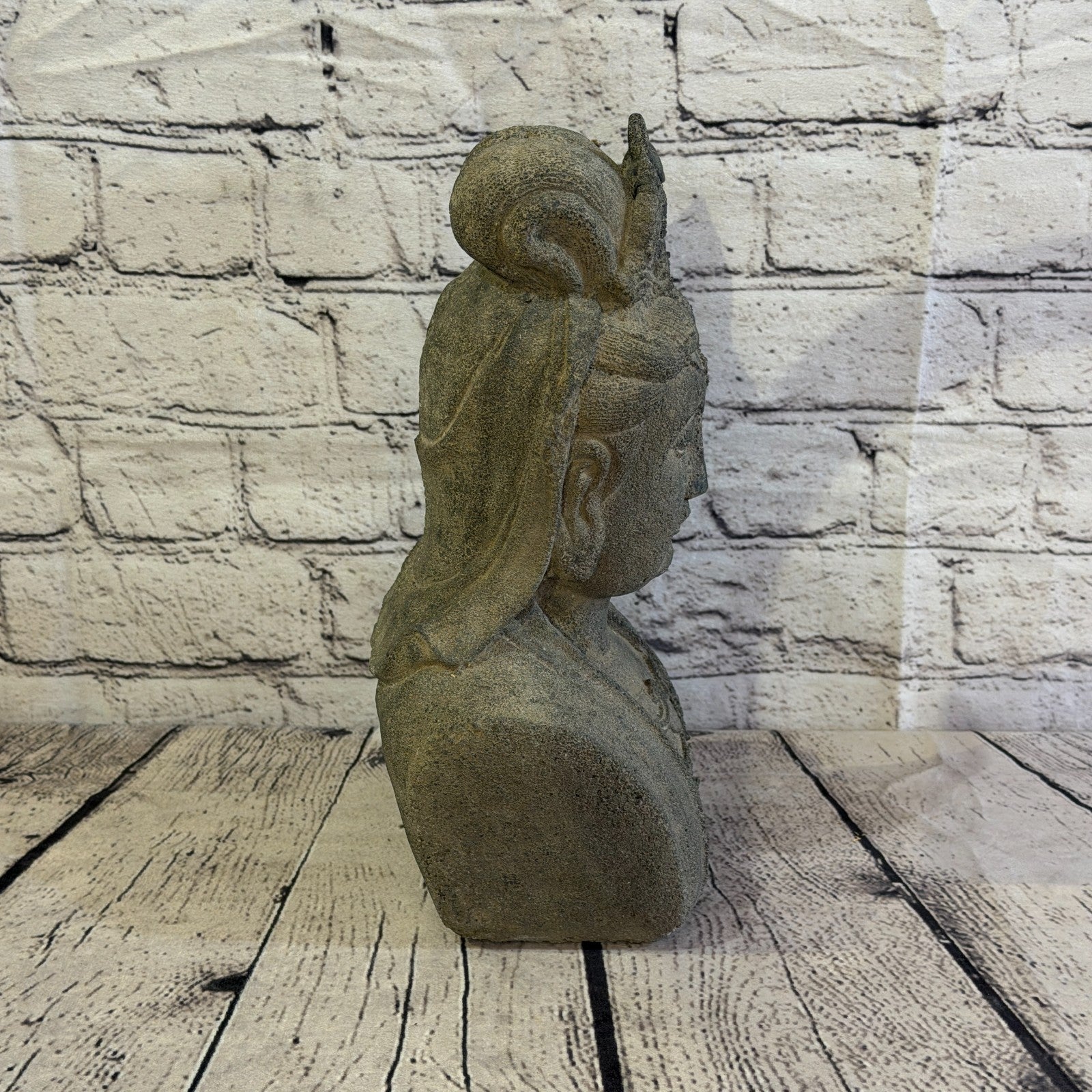 Thai Buddha Head Stone Garden 30cm x 18cm Ornament Indoor Statue Hindu3