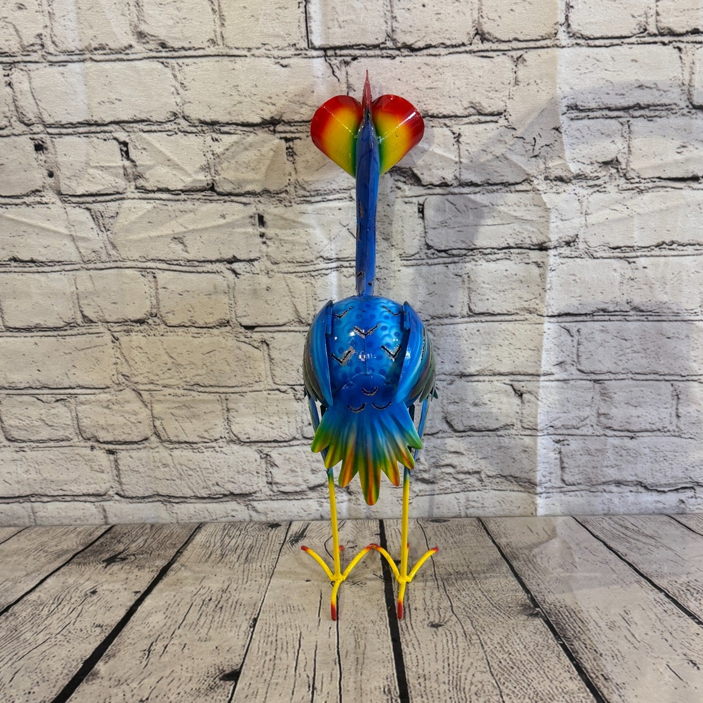 40cm x 20cm Emu Ostrich Bird Blue Metal Tin Standing Ornament Statue4