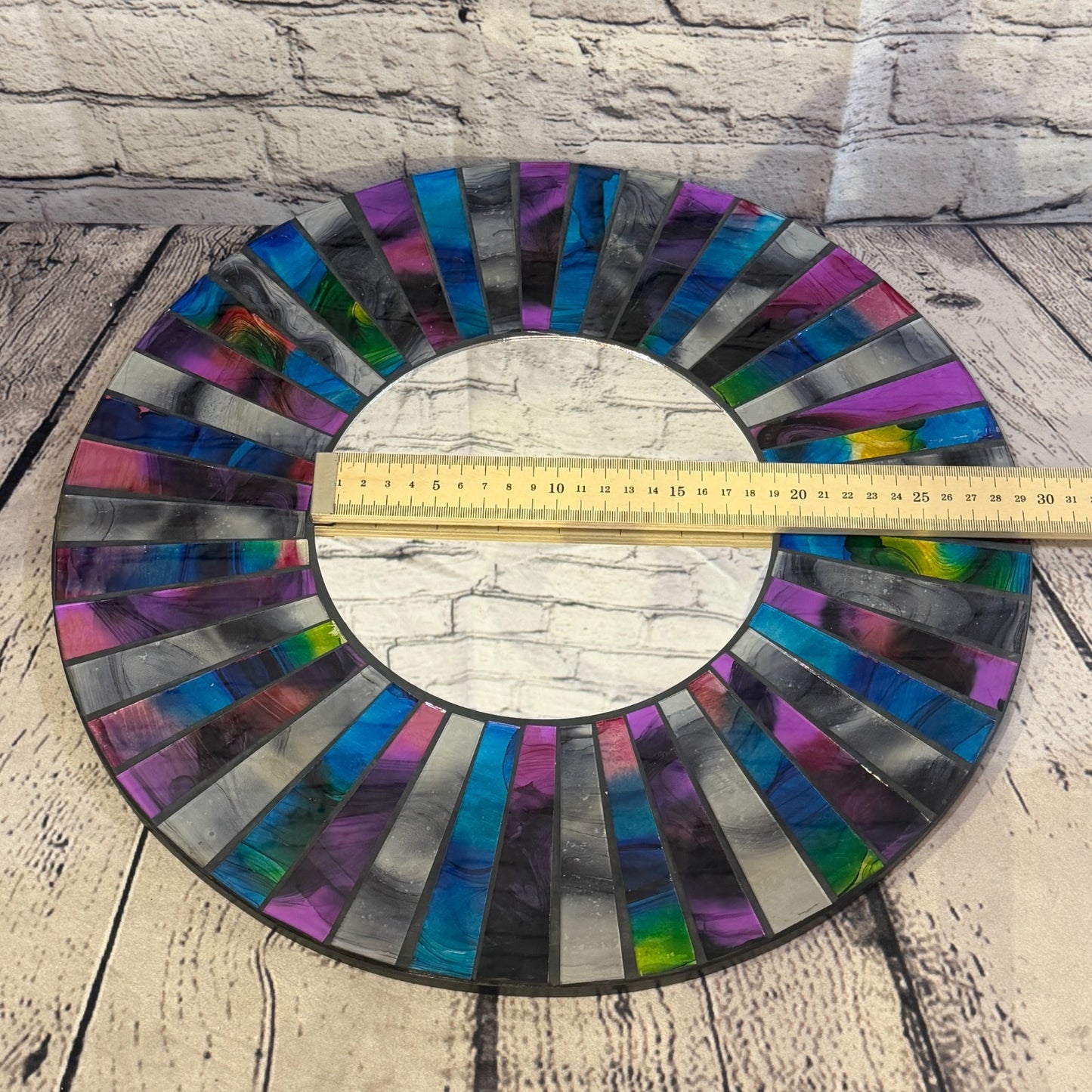 Blue Purple Line Black Mosaic Tile Wall Mirror 40cm x 40cm 16 Inches Handmade5
