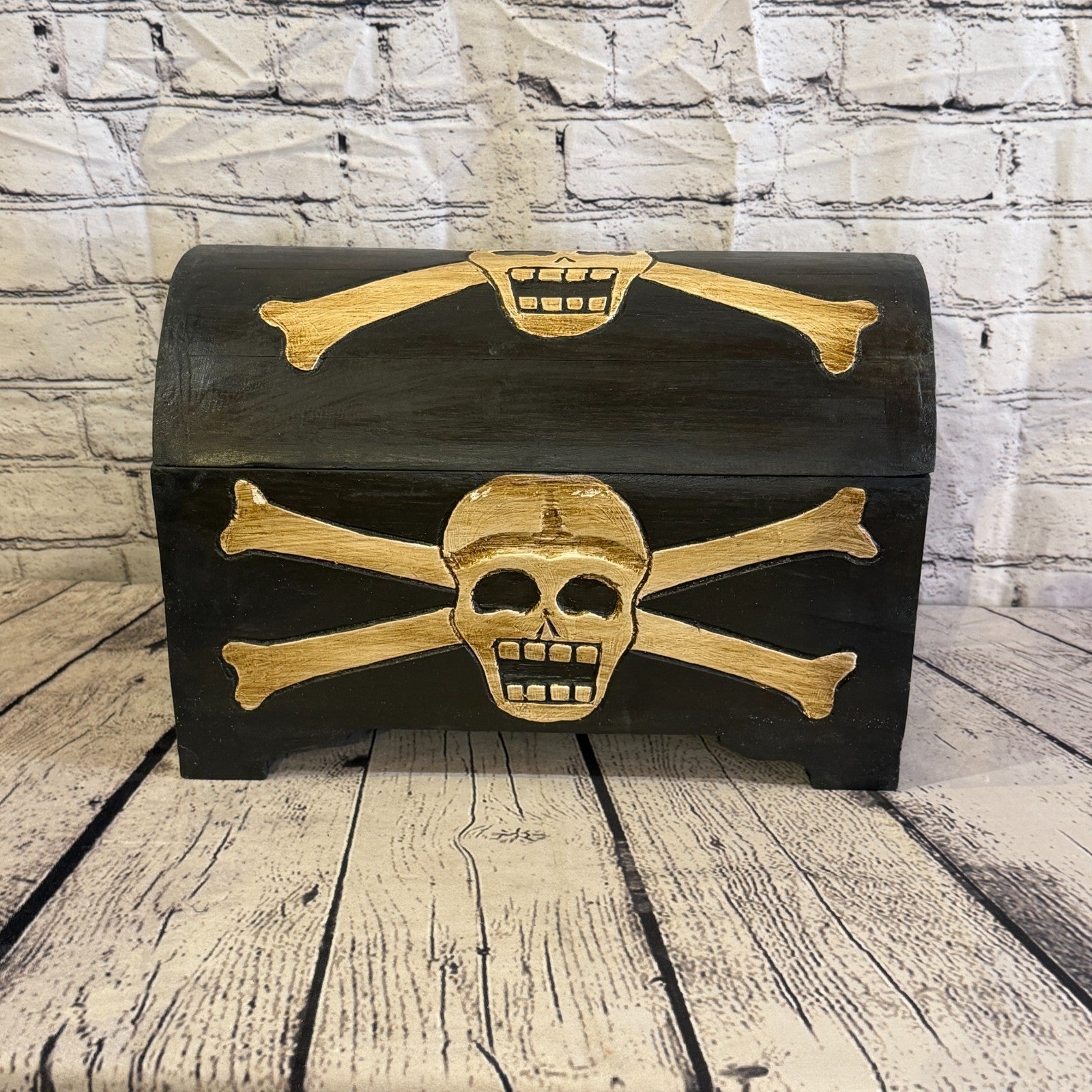 40cm x 30cm x 20cm Wood Gothic Pirate Chest Skull Coffin Jewellery Trinket Box1