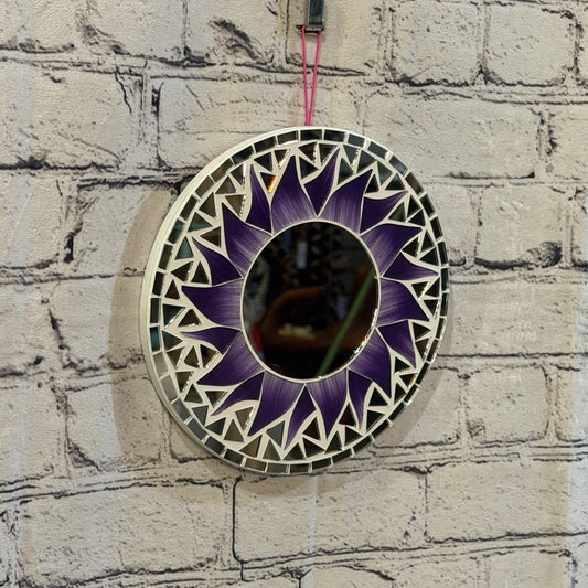 Purple Sun Flame Mosaic Tile Wall Mirror 20cm x 20cm 8 Inches Handmade0
