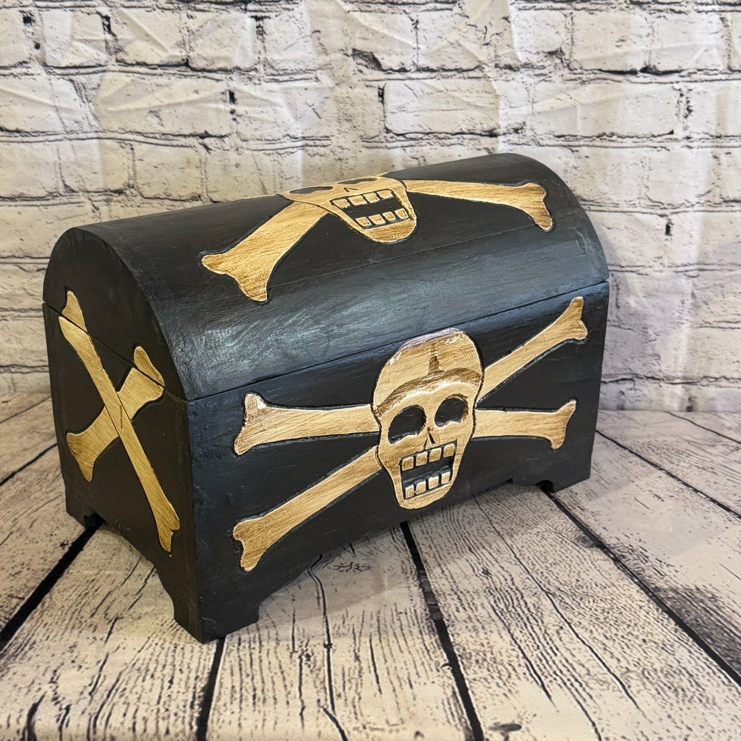 40cm x 30cm x 20cm Wood Gothic Pirate Chest Skull Coffin Jewellery Trinket Box2