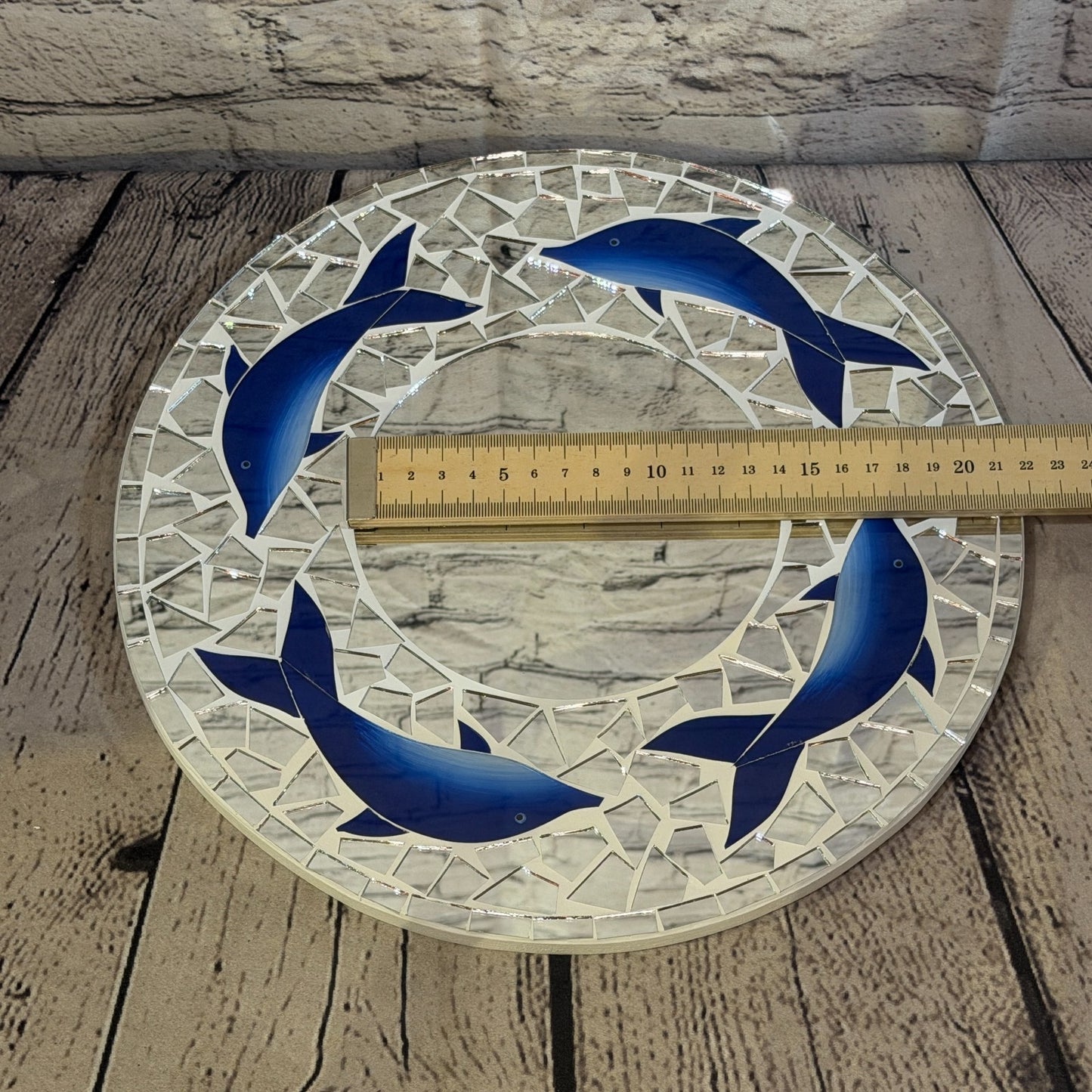 Blue Dolphin Mosaic Tile Wall Mirror 30cm x 30cm 12 Inches Handmade5