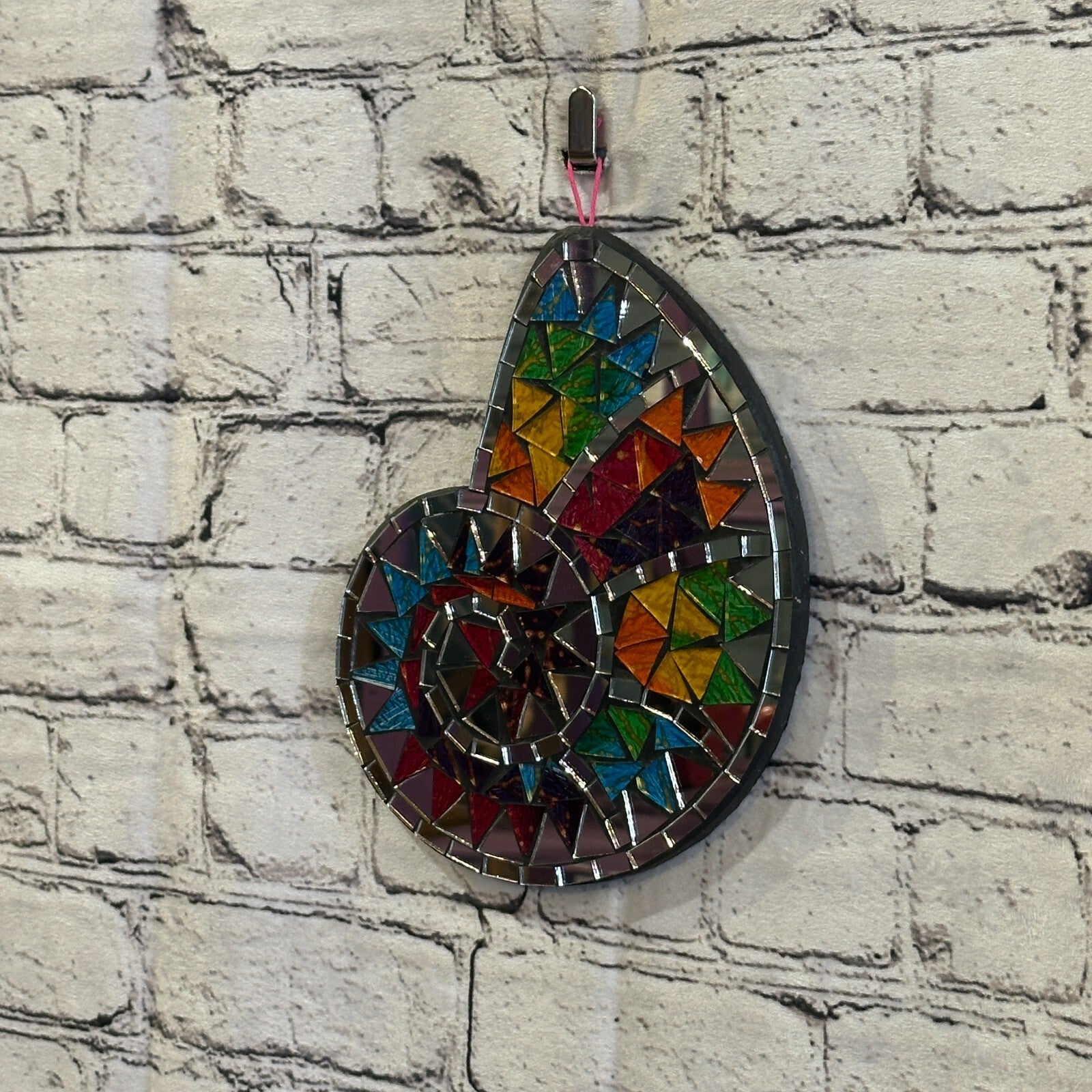 Rainbow Nautilus Shell Mosaic Tile Wall Mirror 20cm x 15cm Handmade New1