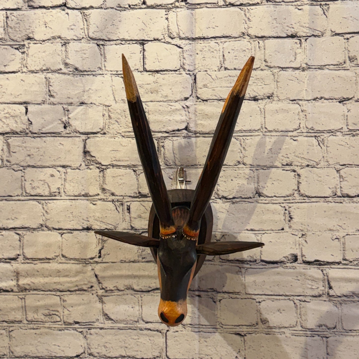 40cm x 25cm Elk Brown Carved Fair Trade Wooden Animal Wall Art Wall Hang Mask2
