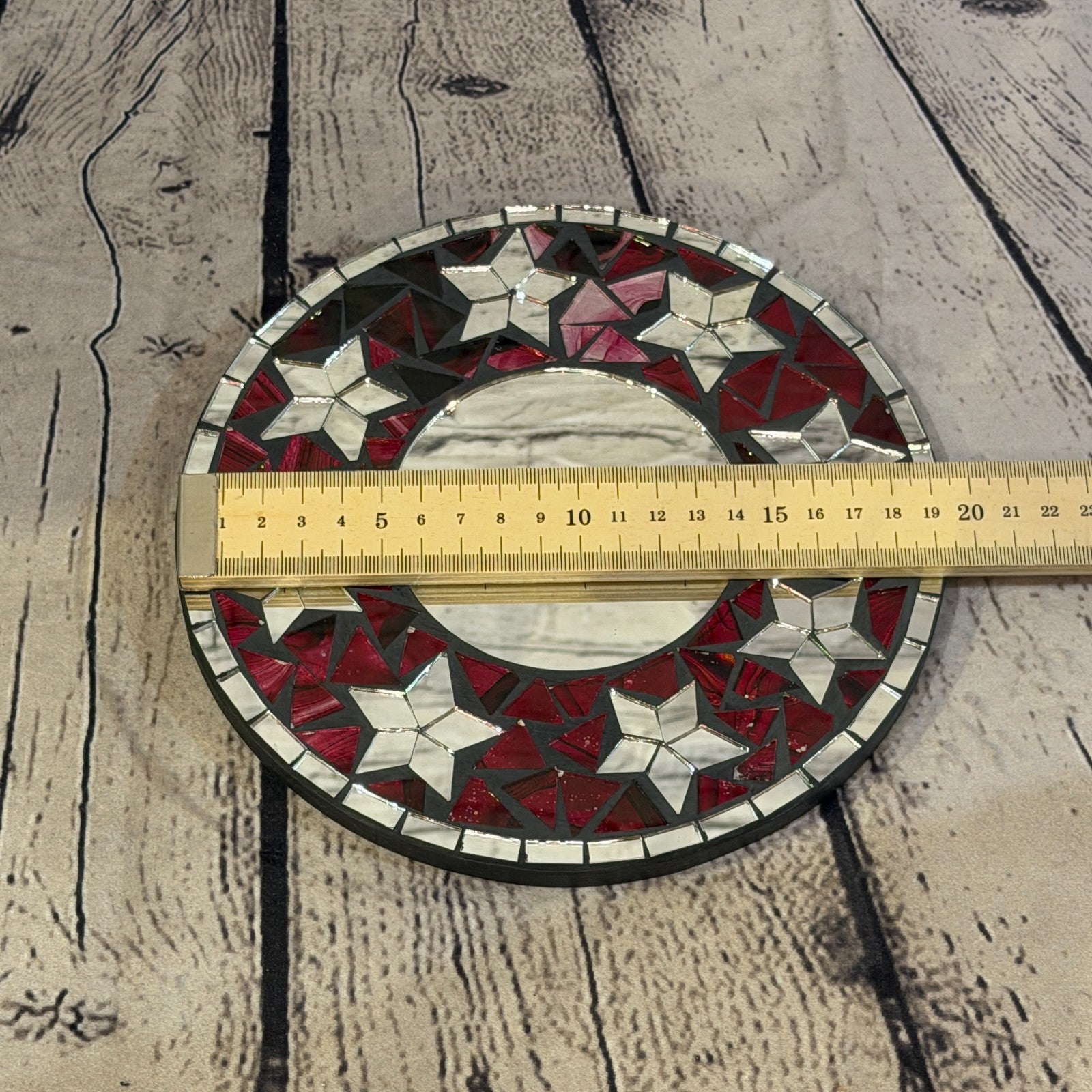 Red Star Black Mosaic Tile Wall Mirror 20cm x 20cm 8 Inches Handmade3