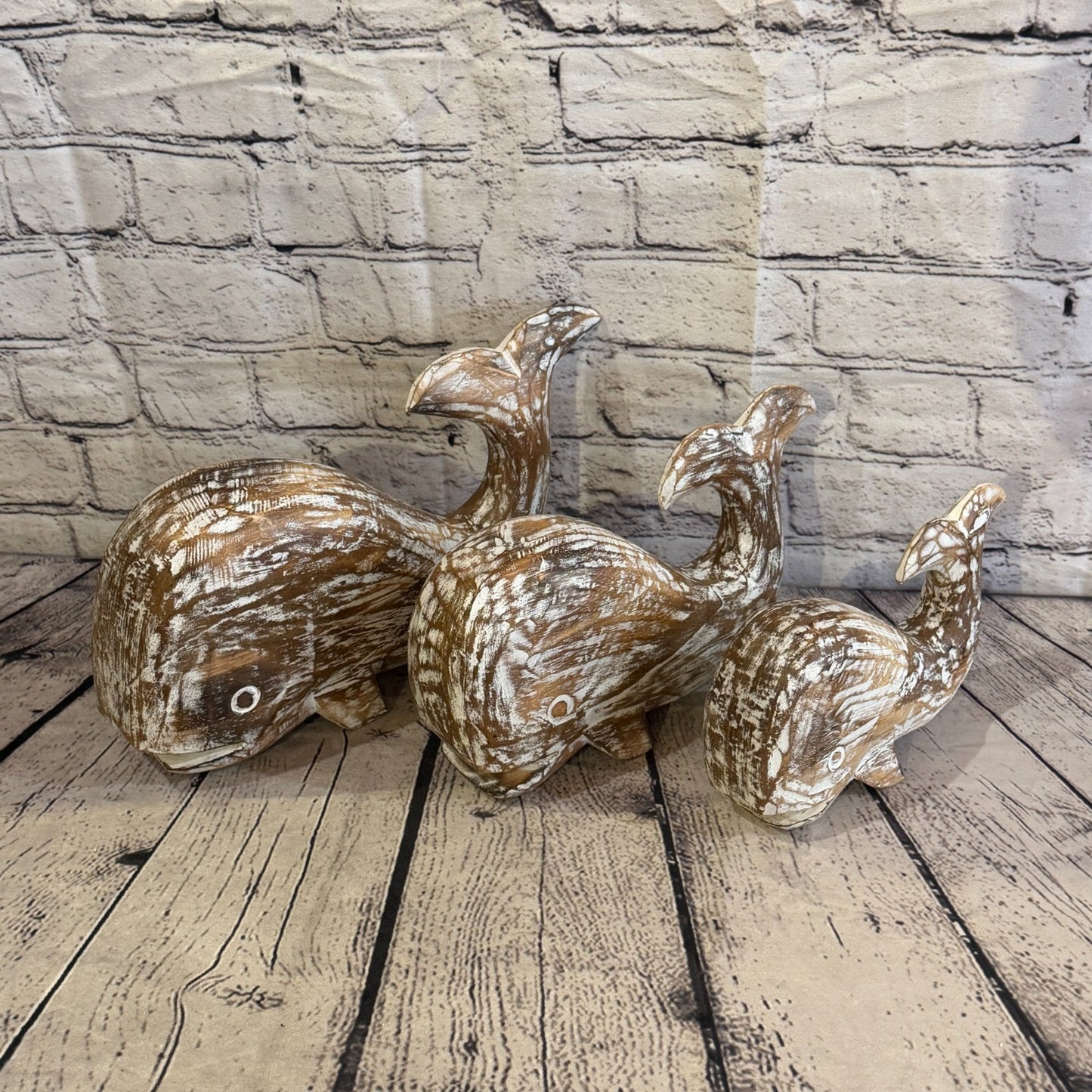 20cm x 12cm Whale Brown Fish Wood Coastal Ocean Bathroom Decoration8