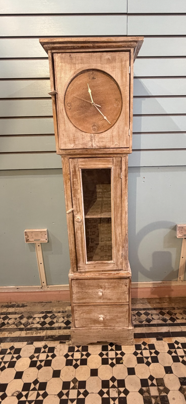 150cm x 40cm x 35cm White Clock Shelf Wooden Cabinet Living Storage Furniture1