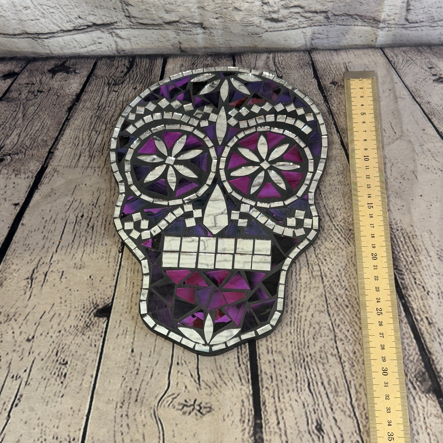 Purple Skull Mosaic Tile Wall Mirror 30cm x 20cm 12 Inches Handmade New5