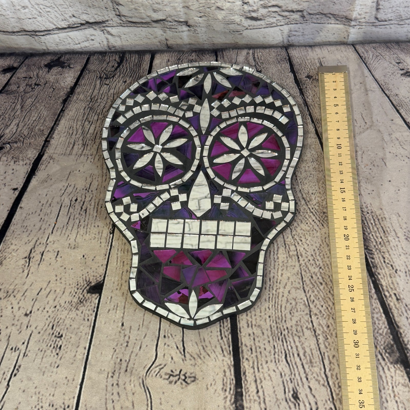 Purple Skull Mosaic Tile Wall Mirror 30cm x 20cm 12 Inches Handmade New5